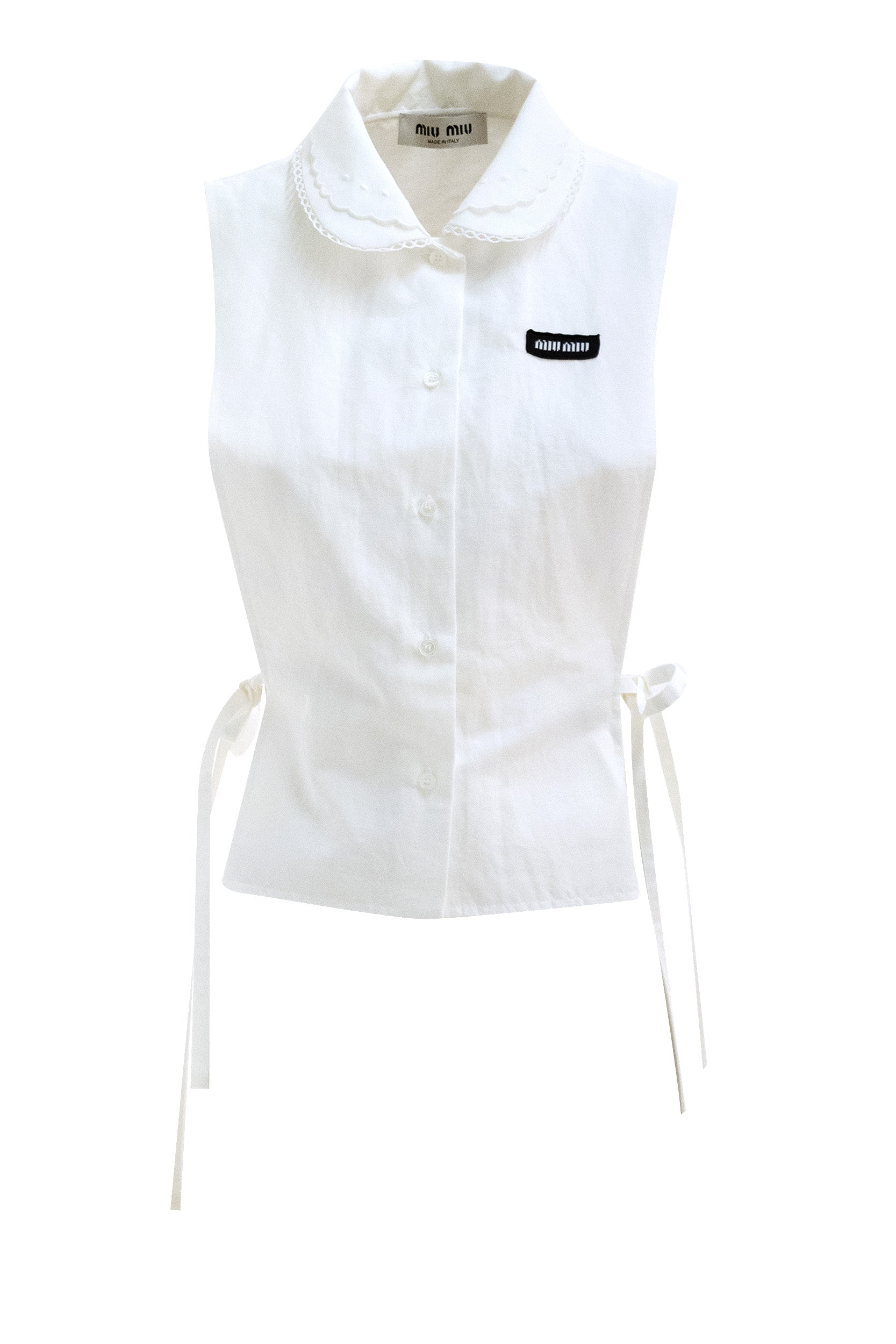 Camicia in popeline di colore bianco<BR/> MK2041 S OOO 163M F0009 MIU MIU