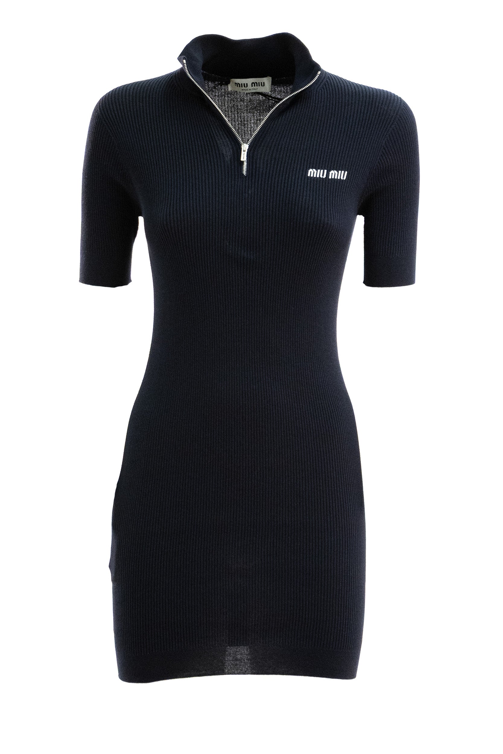 Abito in cotone a coste di colore blu<BR/> MMA948 S OOO 12ZL F0008 MIU MIU