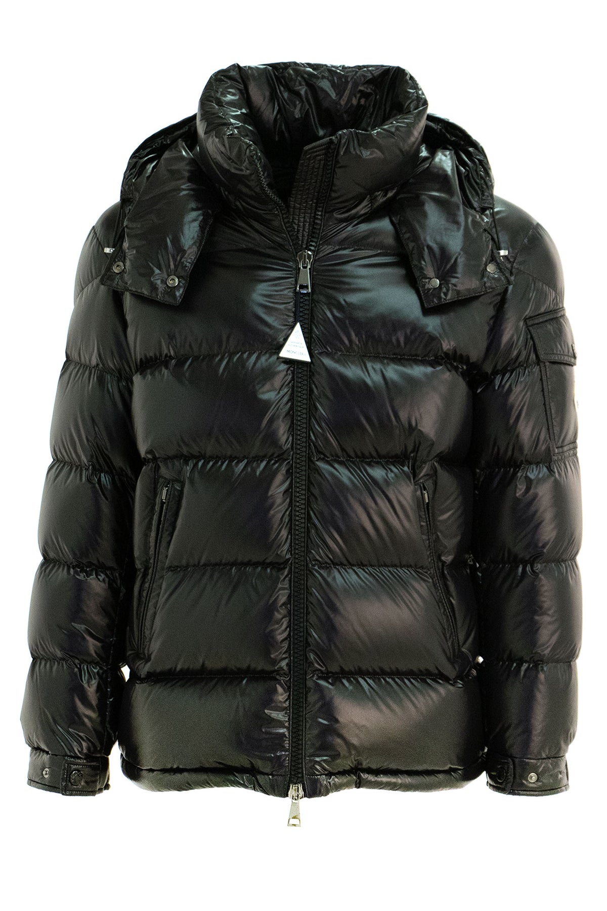 MONCLER Black lacquered nylon Maire down jacket