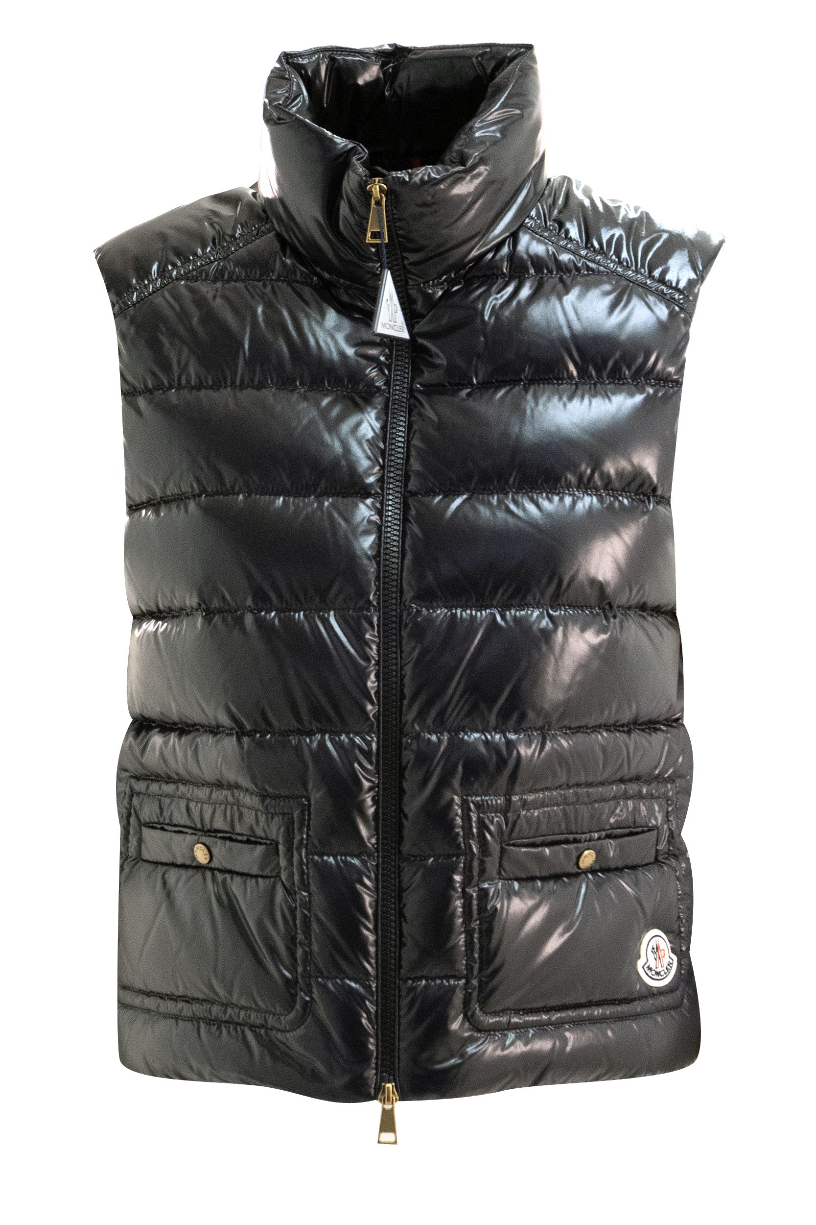 Gilet imbottito Frelon in nylon laqué di colore nero<BR/> 1A000-15 597Z8 999 MONCLER