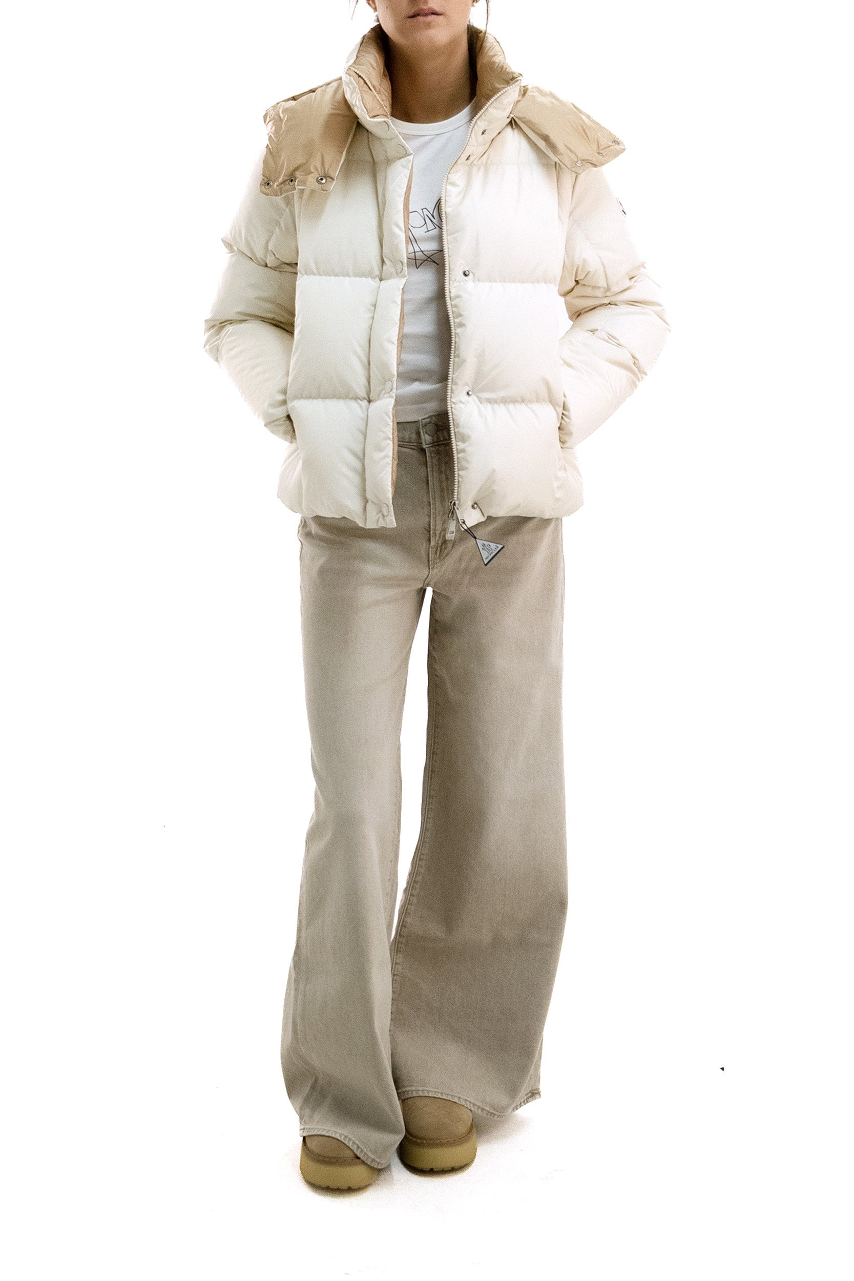 Piumino Castlenew in nylon di colore avorio<BR/> 1A001-98 539ZD 201 MONCLER