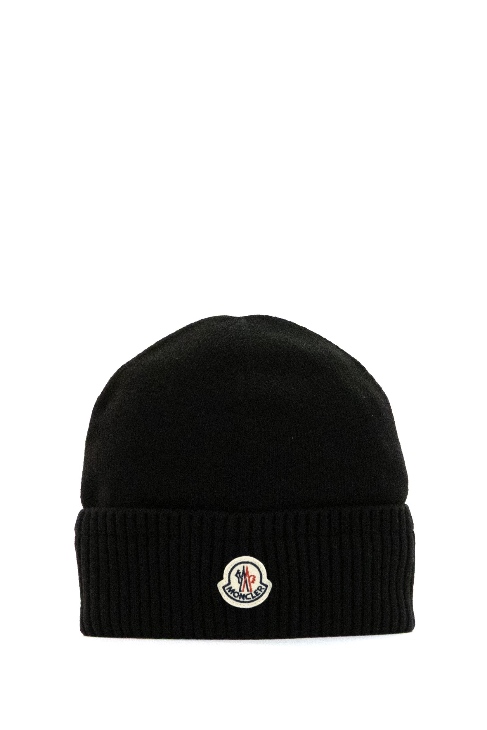 Berretto in lana e cashmere costine di colore nero <BR/> 3B000-67 M4281 999 MONCLER