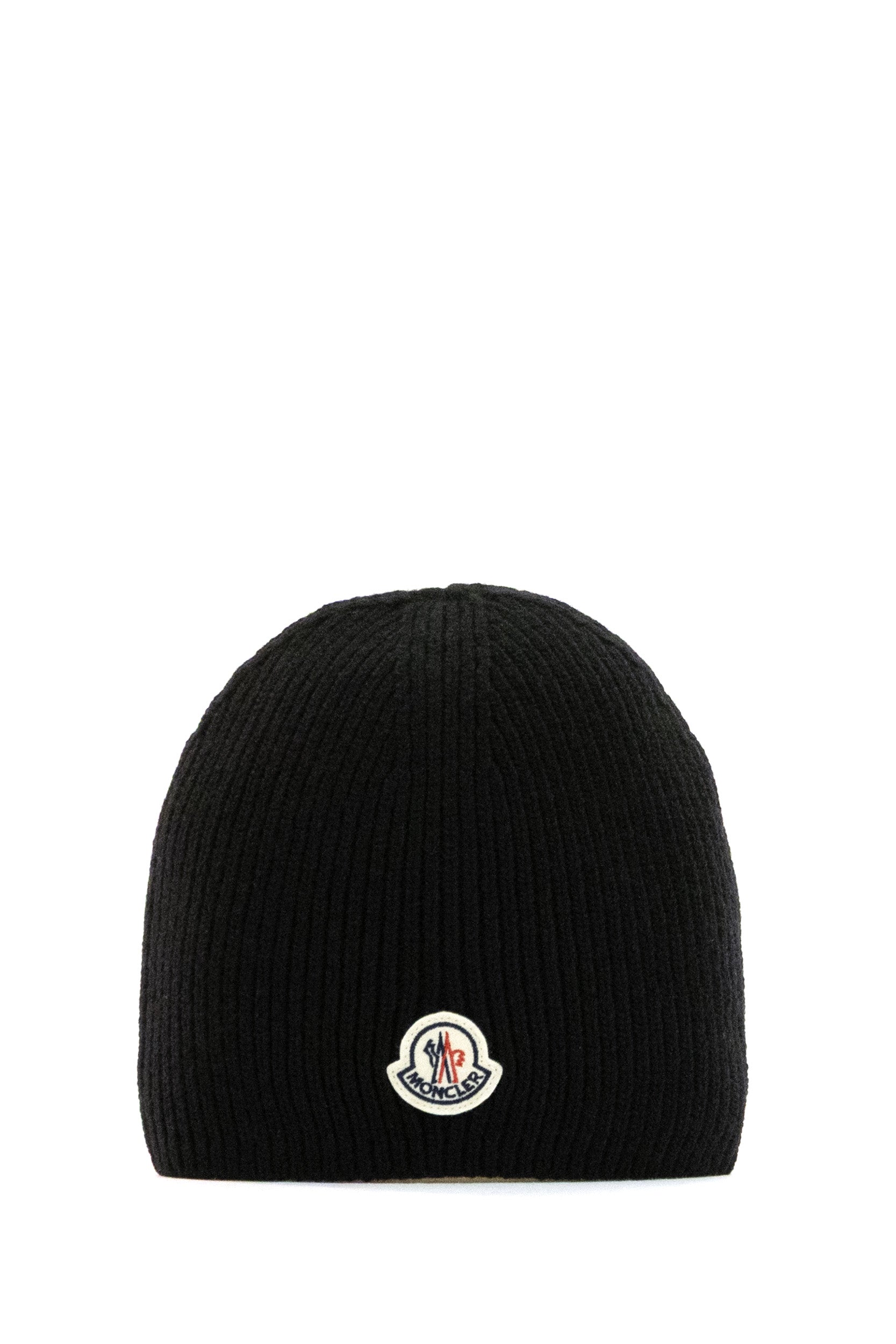 Berretto in lana a costine di colore nero <BR/> 3B000-81 M1241 999 MONCLER