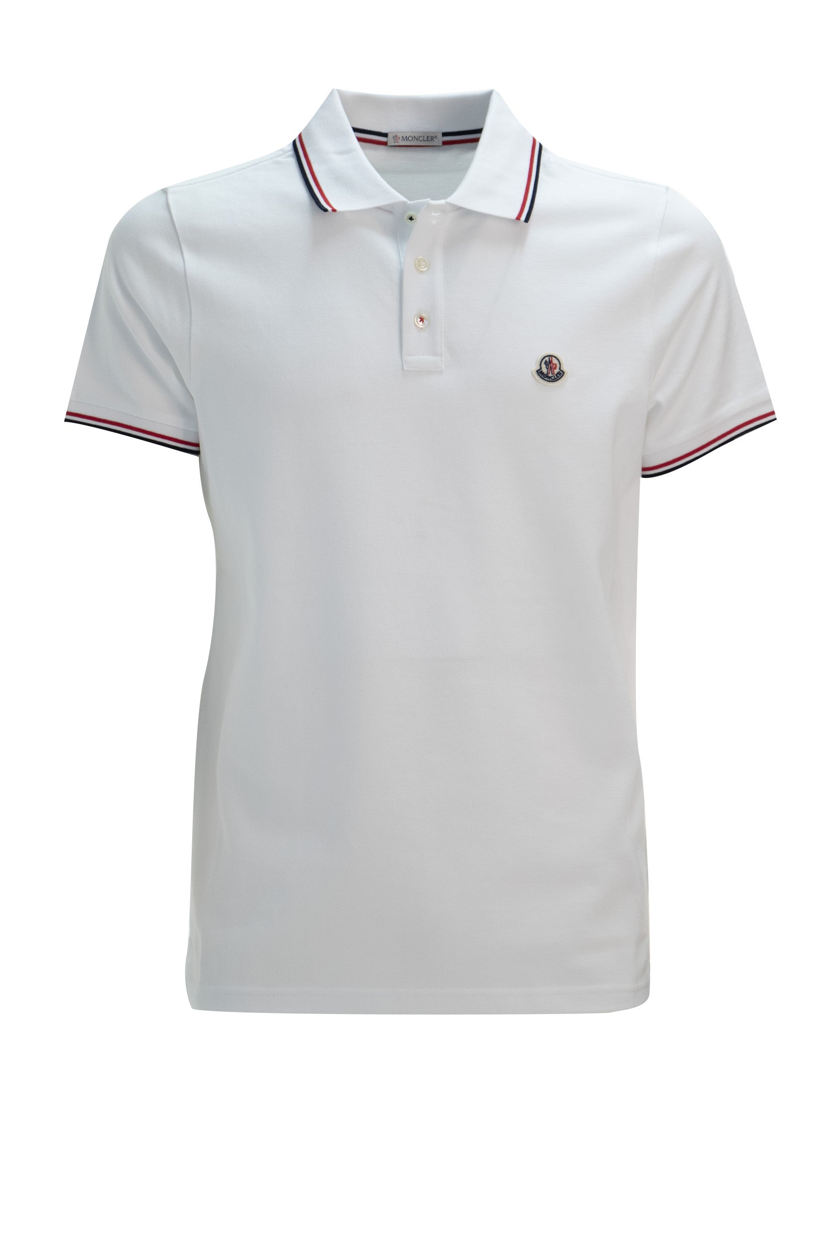 Polo in piqué di cotone di colore bianco <BR/> 8A703-00 84556 001 MONCLER