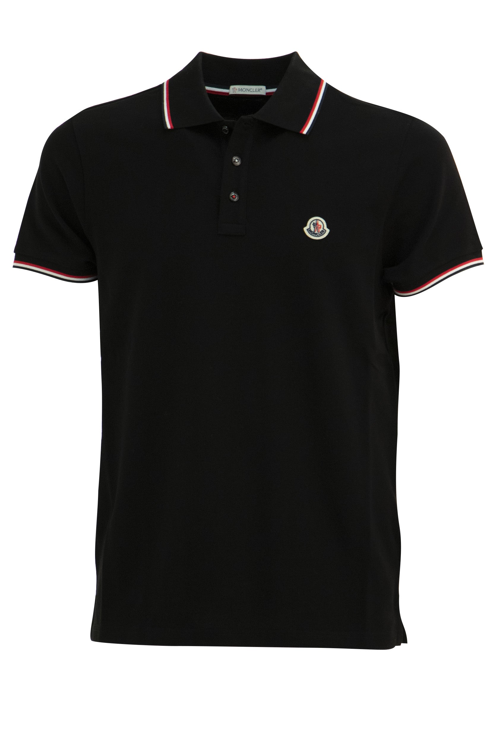 Polo in piqué di cotone di colore nero<BR/> 8A703-00 84556 999 MONCLER