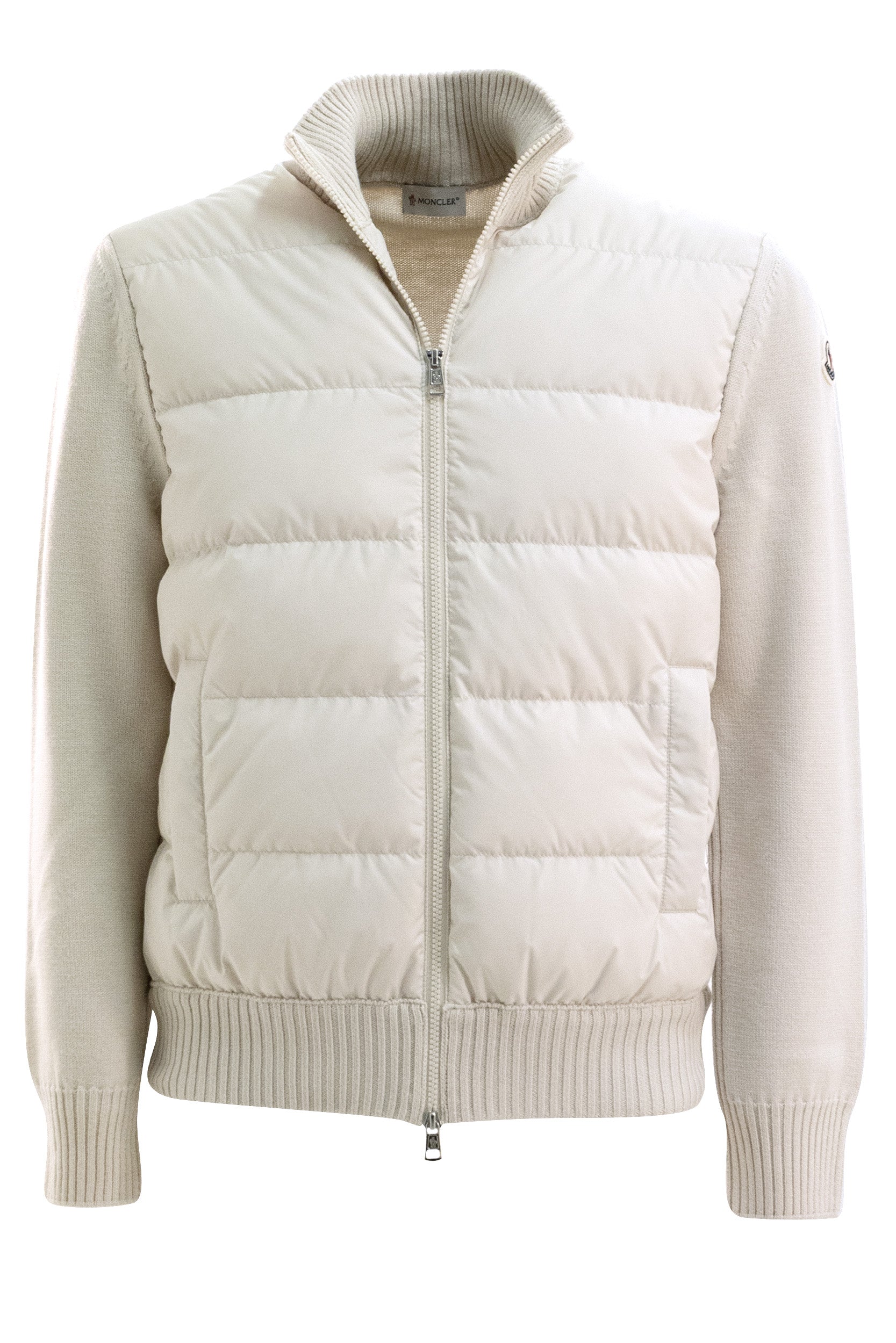 Cardigan in lana imbottito color avorio<BR/> 9B000-27 M1131 20F MONCLER