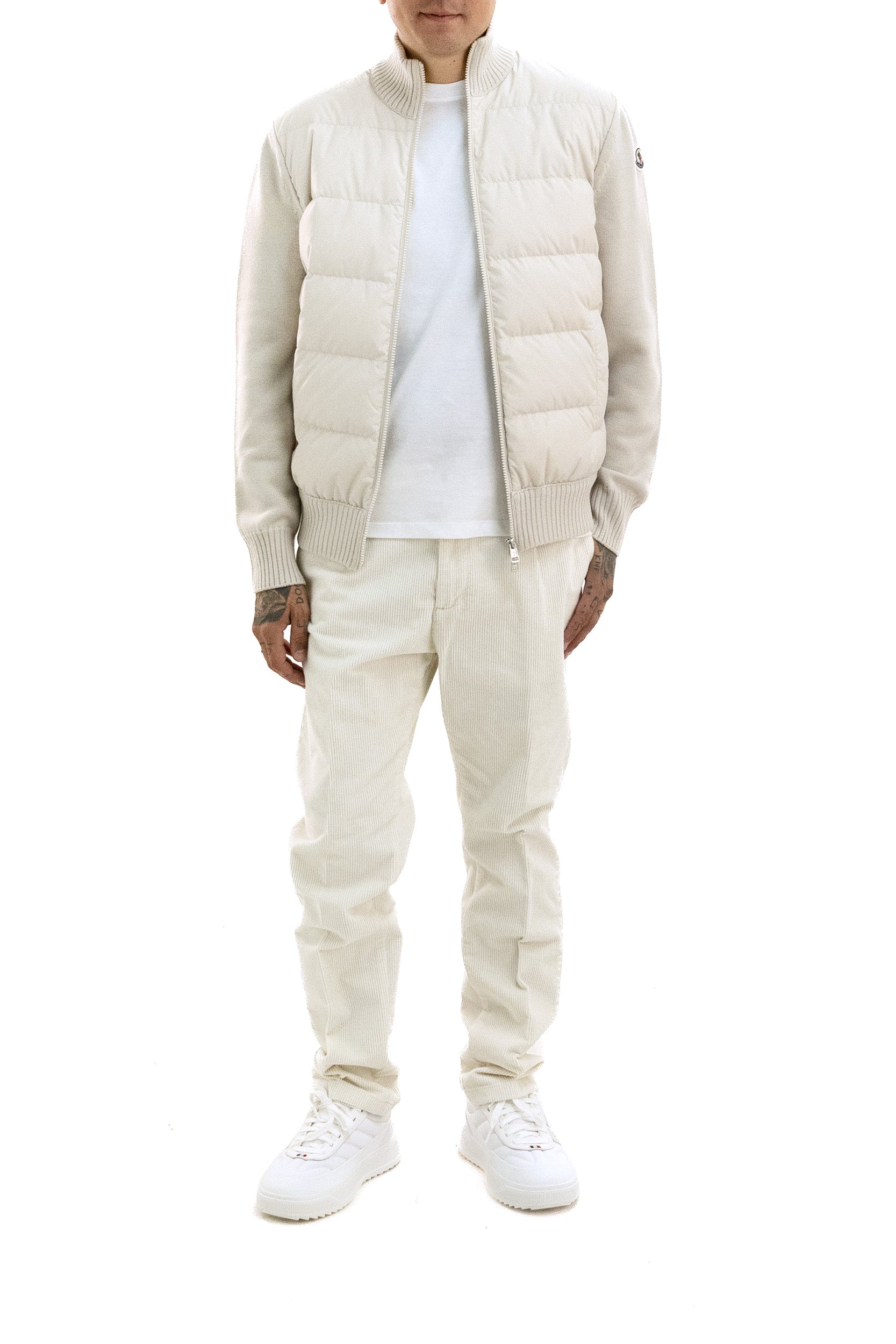 Cardigan in lana imbottito color avorio<BR/> 9B000-27 M1131 20F MONCLER