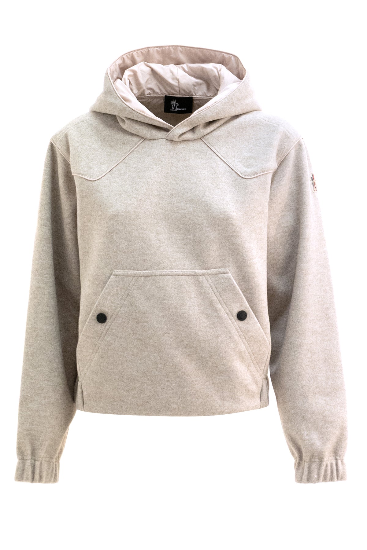 MONCLER GRENOBLE Felpa con cappuccio in interlock color beige