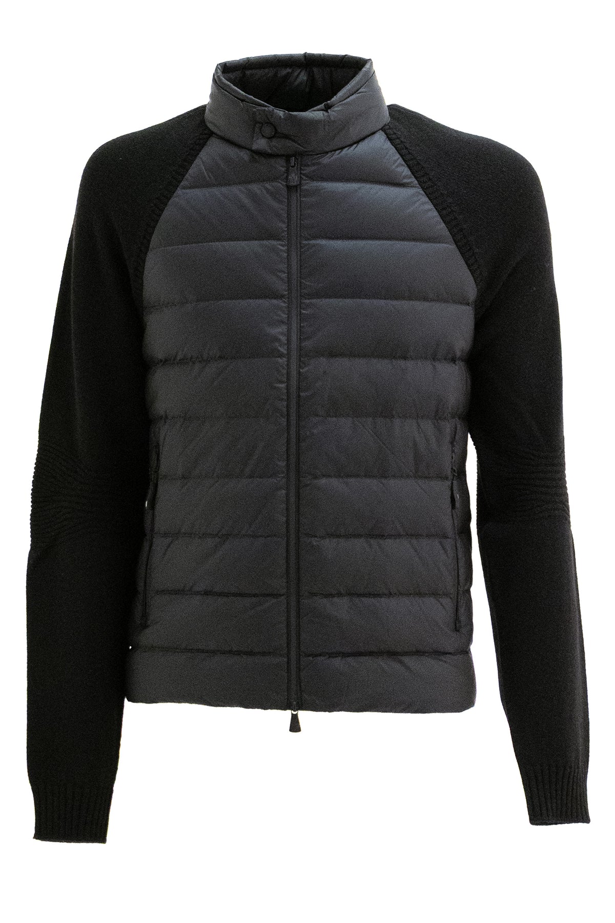 MONCLER GRENOBLE Cardigan in lana imbottito nero, Black