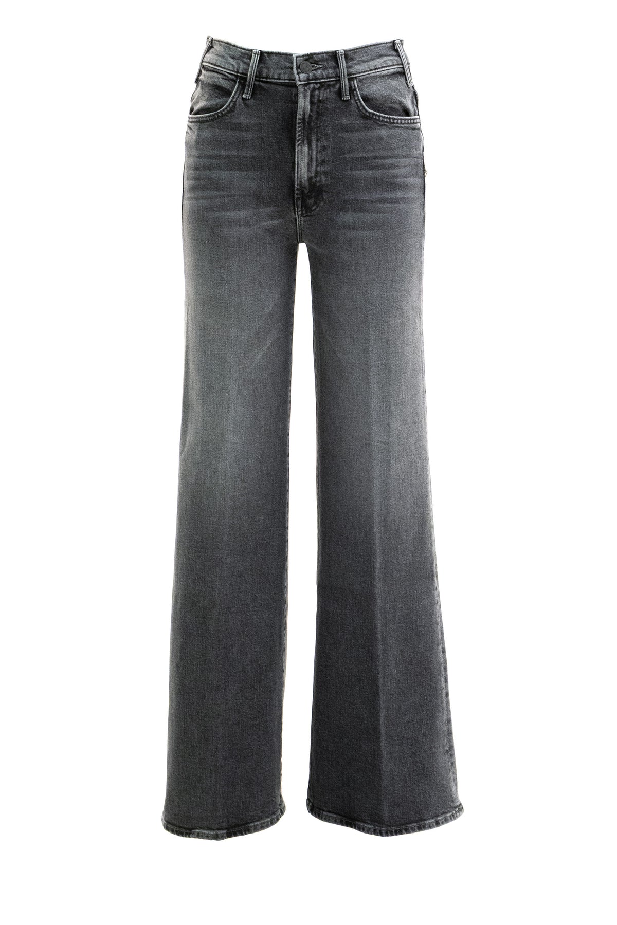 MOTHER Jeans The Hustler Roller Sneak in denim di cotone stretch di colore grigio