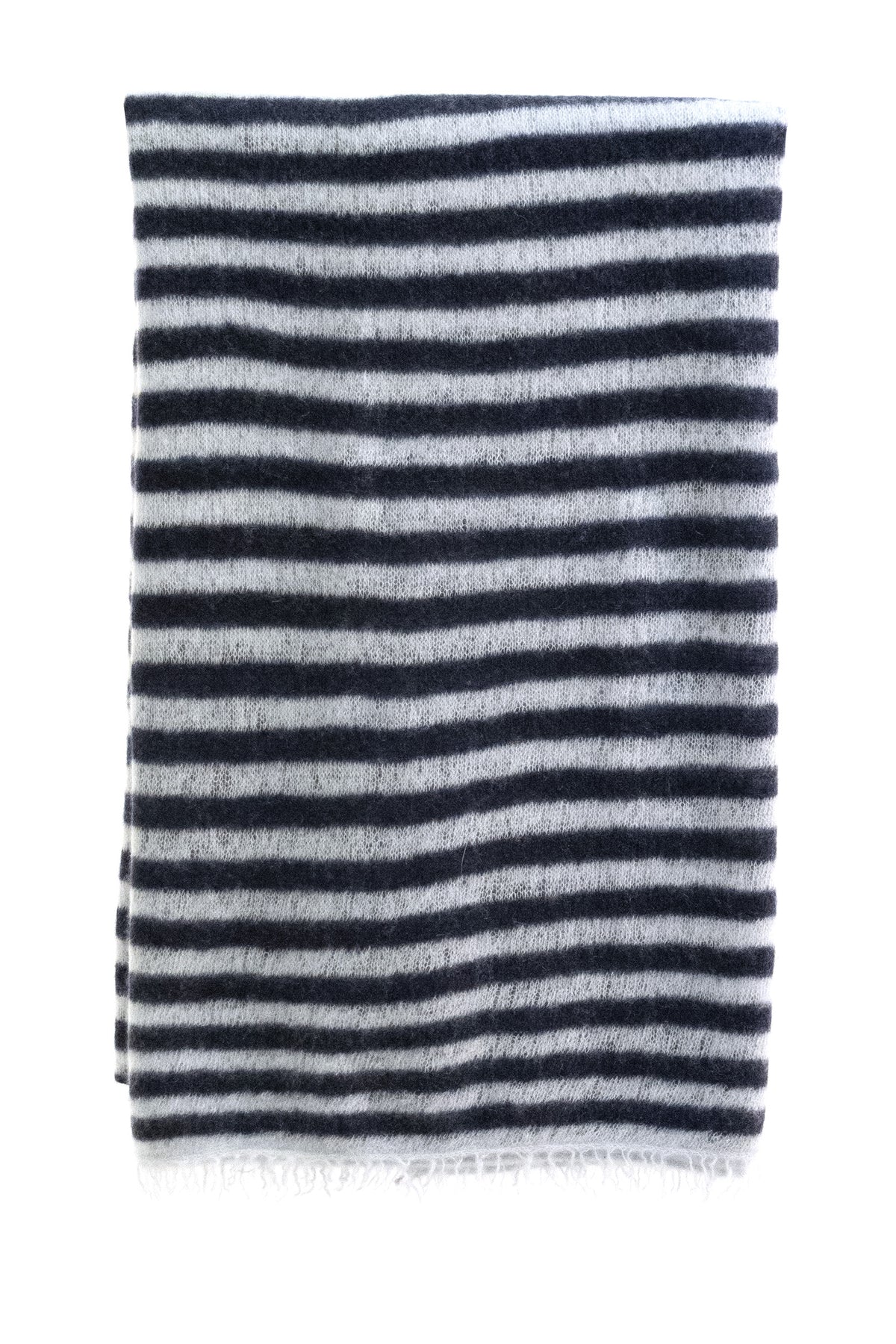 MOULETA Sciarpa in cashmere a righe di colore grigioe e blu, Multi