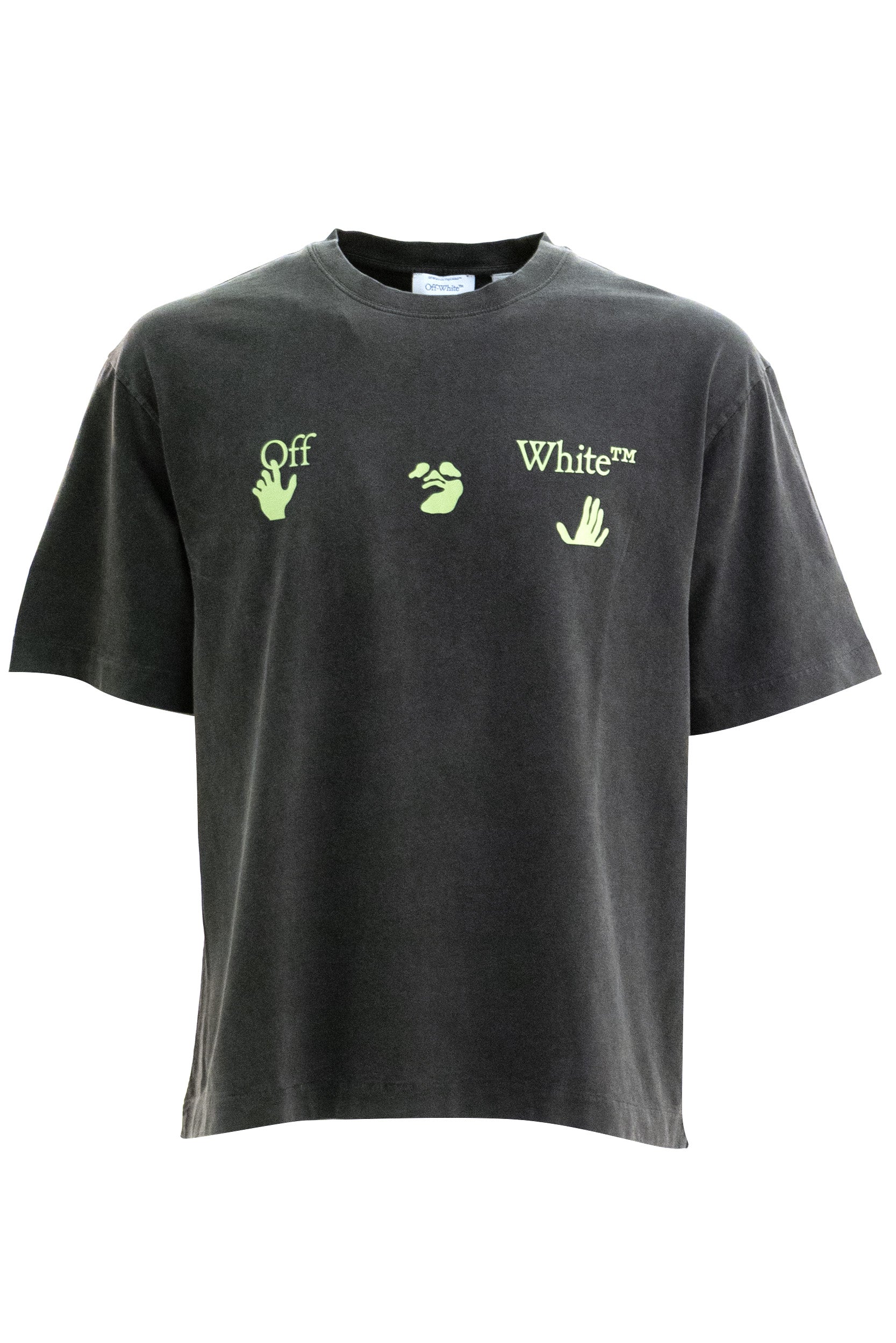 T-shirt in cotone di colore nero sbiadito<BR/> 44MAA120F26J019001 VINTAGE BLACK OFF WHITE