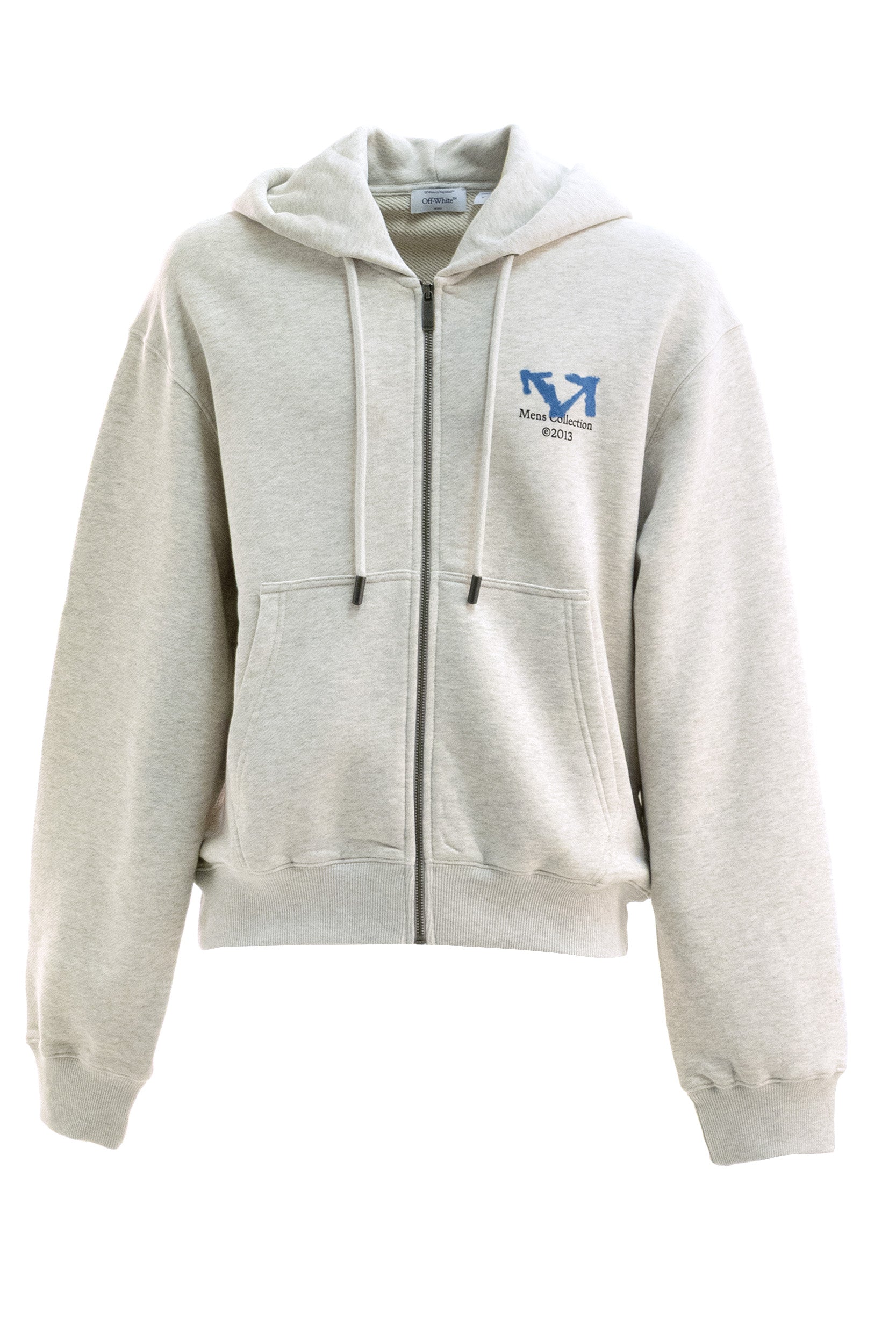 Felpa con cappuccio in cotone di colore grigio<BR/><BR/> 44MBE02EF26F002060 GREY MELANGE OFF WHITE