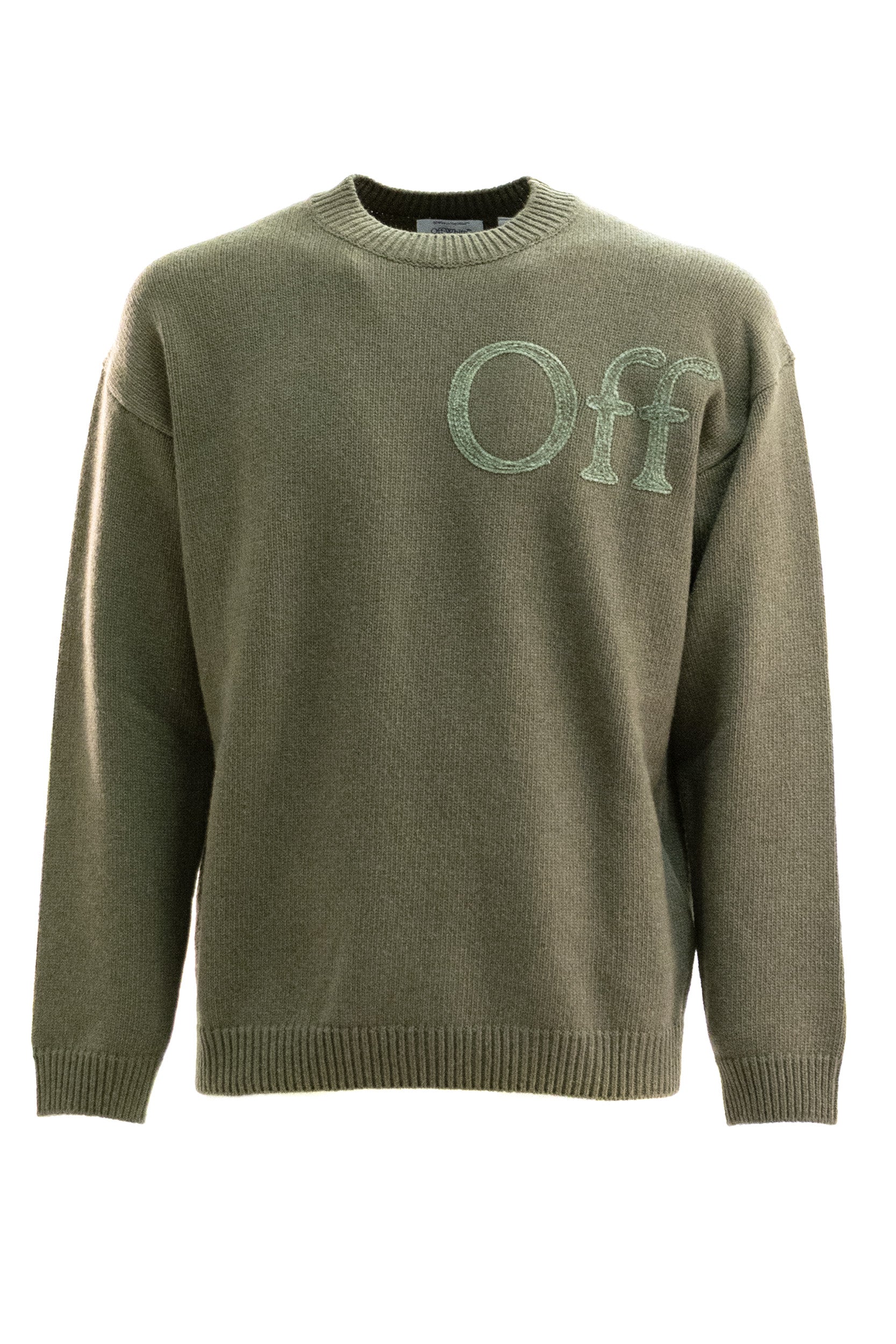 Pullover in lana color verde miltare<BR/> 44MHE20QF26K001022 SEA TURTLE OFF WHITE