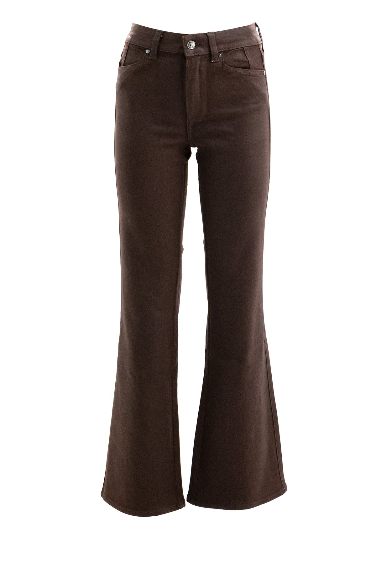 PAIGE Jeans Sofia Flare in denim coated di colore marrone