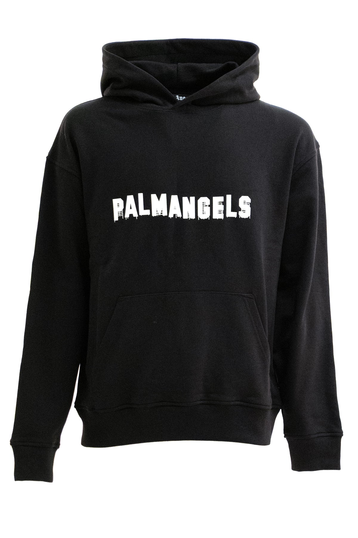 PALM ANGELS Felpa con cappuccio in cotone di colore nero, Nero/bianco