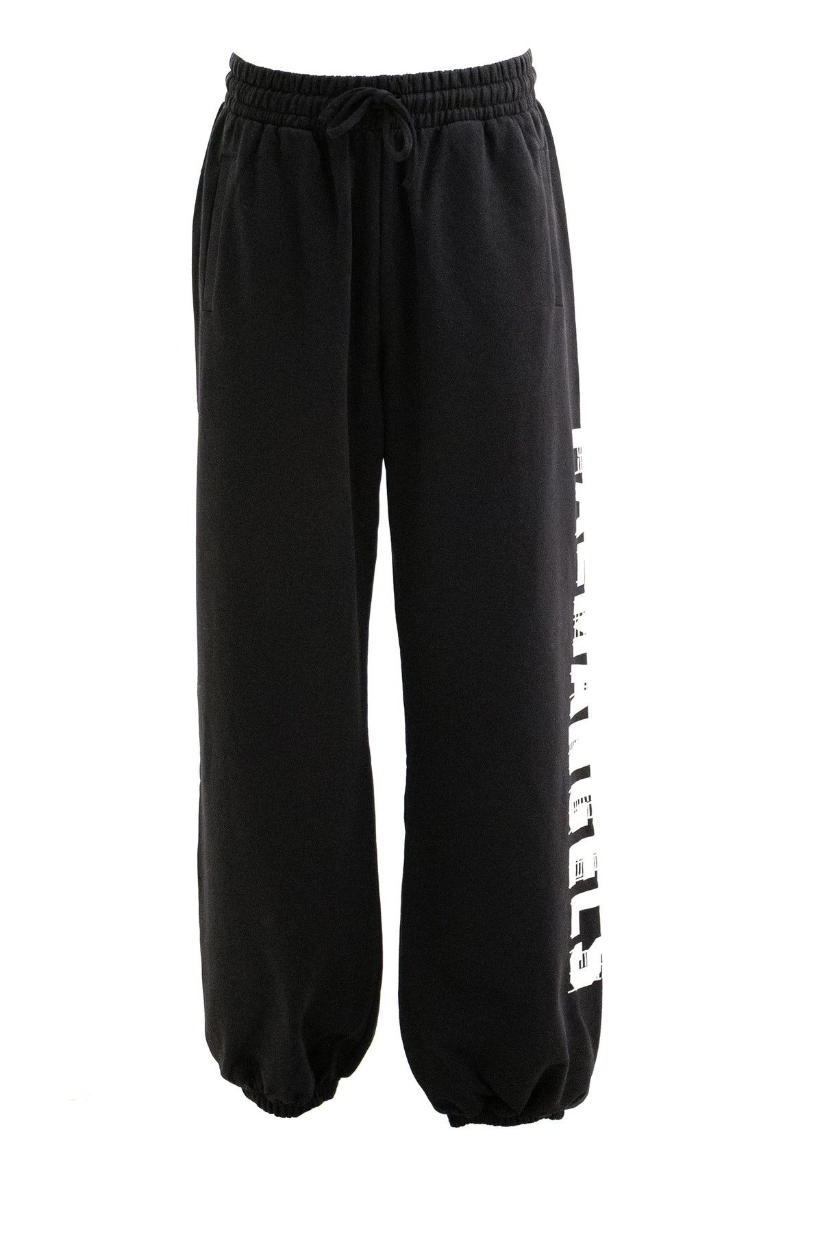 PALM ANGELS Pantaloni jogging in cotone di colore nero, Nero/bianco