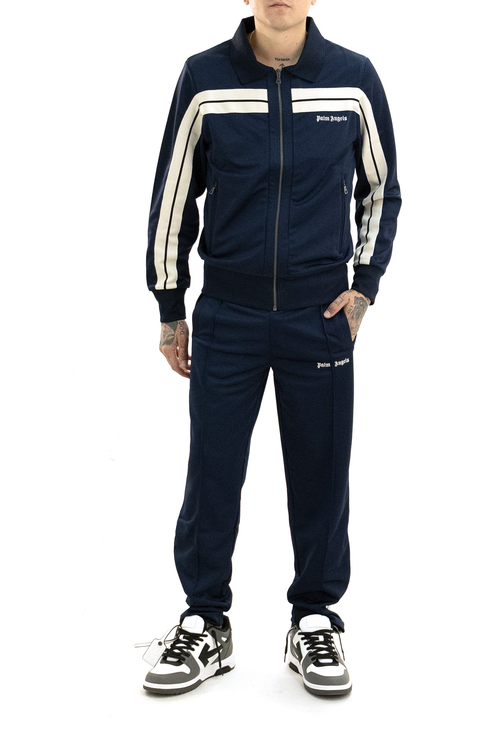 Pantaloni Track in Tessuto Tecnico di colore blu PAMCJ002FB001 4603 PALM ANGELS