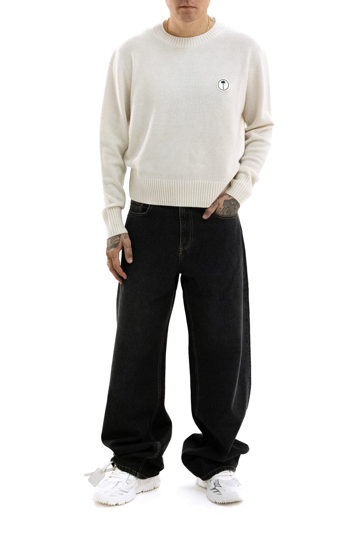 PALM ANGELS Pullover in lana di colore bianco, vista 2