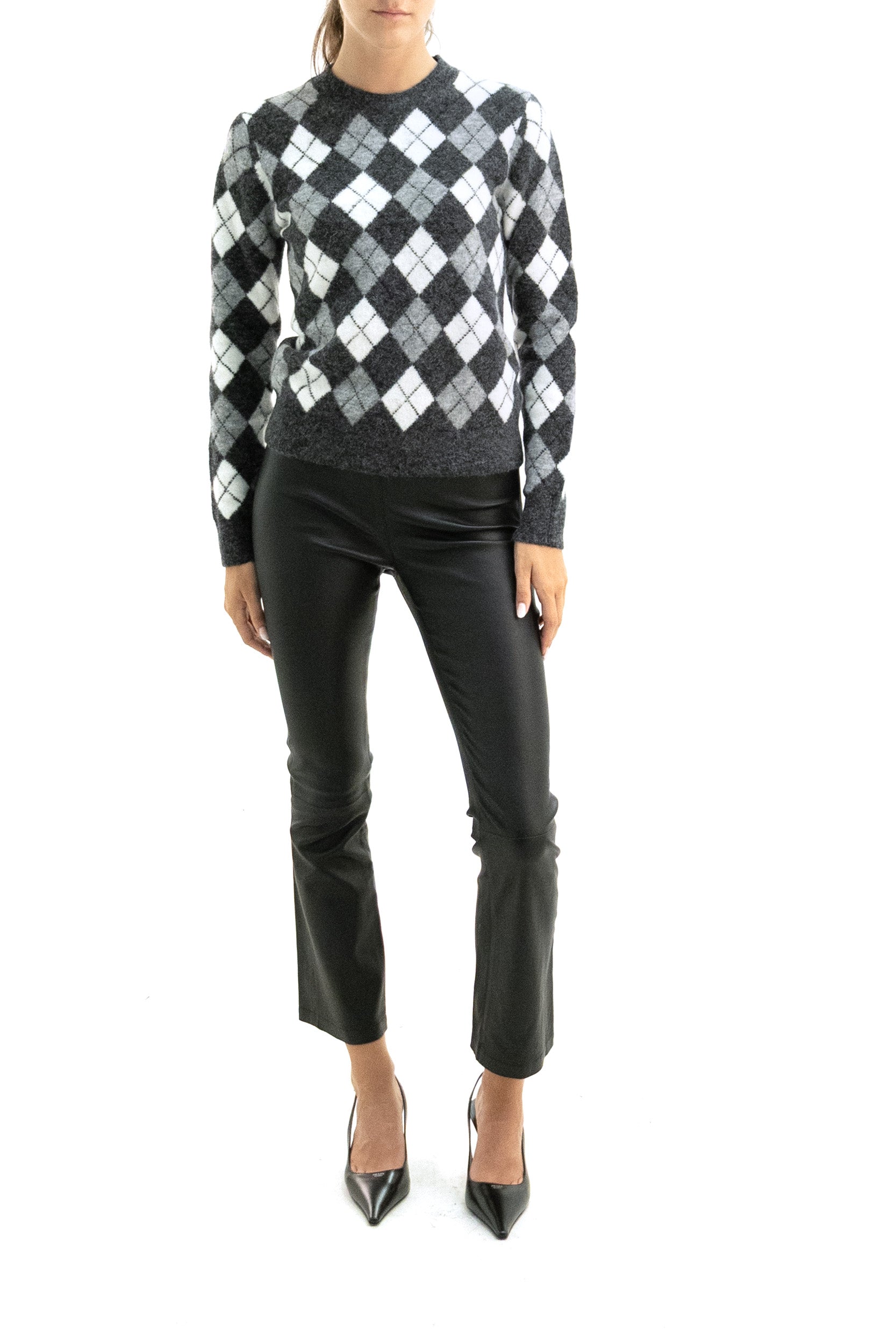 Pullover in lana a rombi di colore grigio<BR/> LAMB-D540996 815 P.A.R.O.S.H.