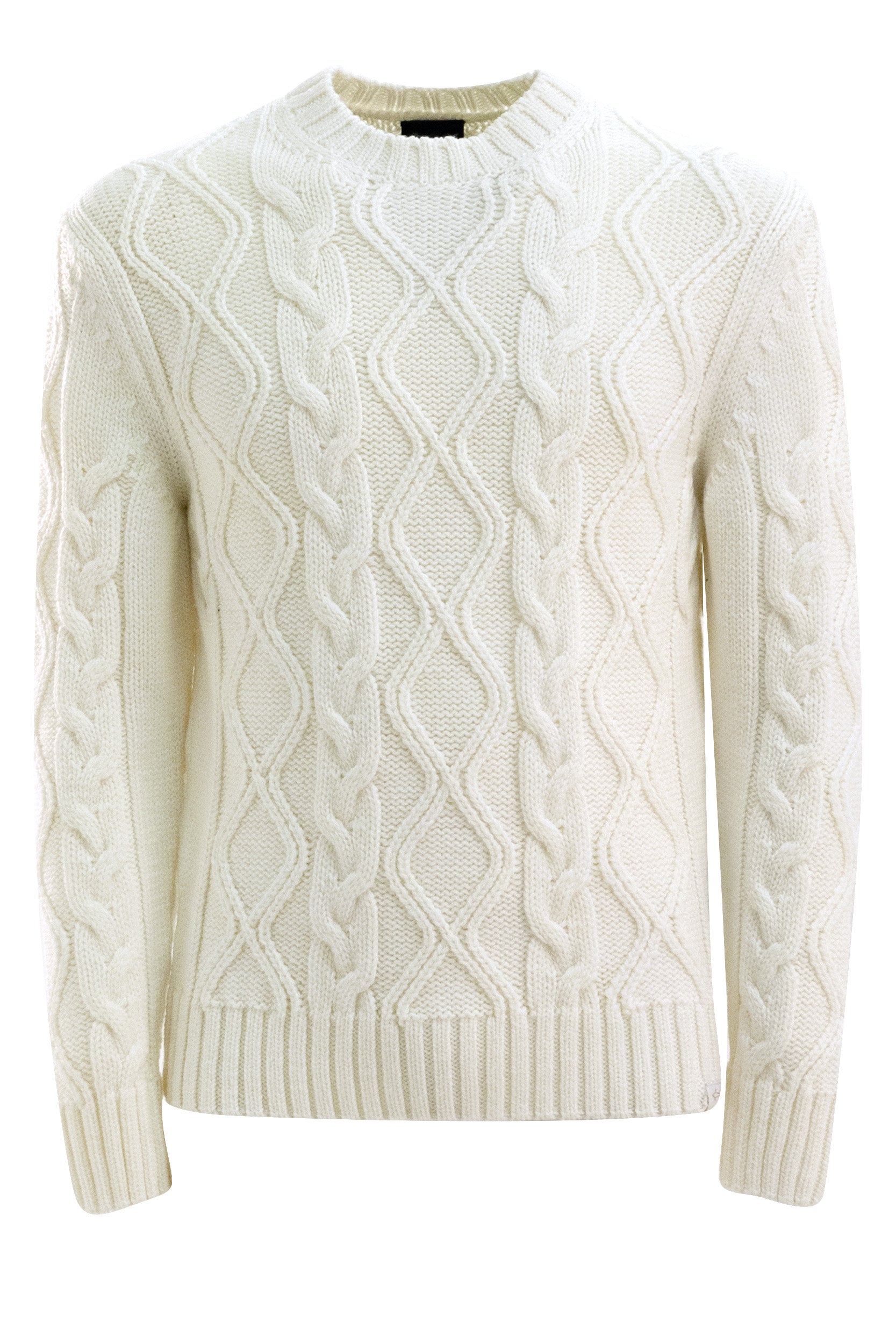 Pullover in lana a trecce di colore bianco <BR/> 15311085 010 PAUL & SHARK