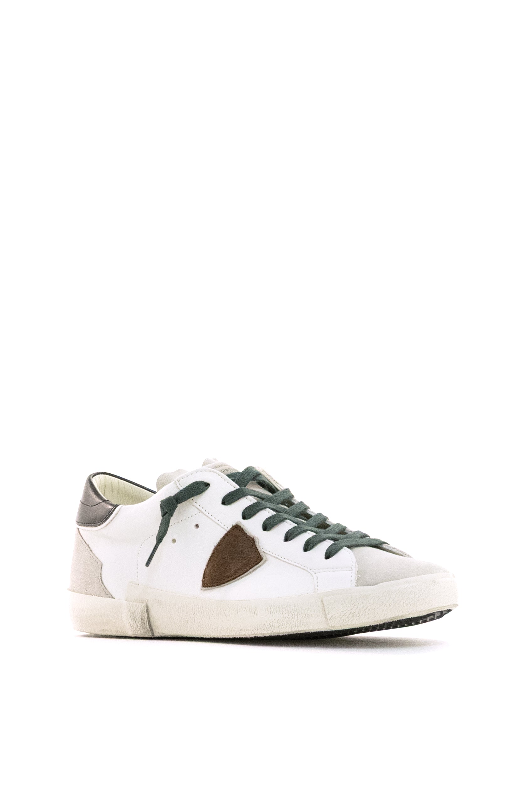 Sneakers Prsx in pelle di colore bianco e suede di colore grigio <BR/> PRLU WX55 PHILIPPE MODEL
