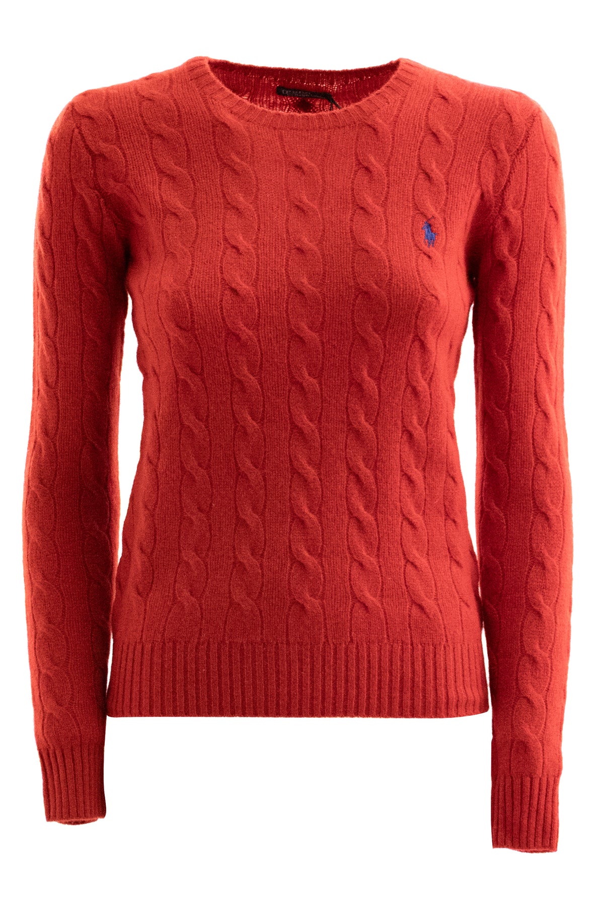 POLO RALPH LAUREN Pullover a trecce in lana e cashmere di colore rosso