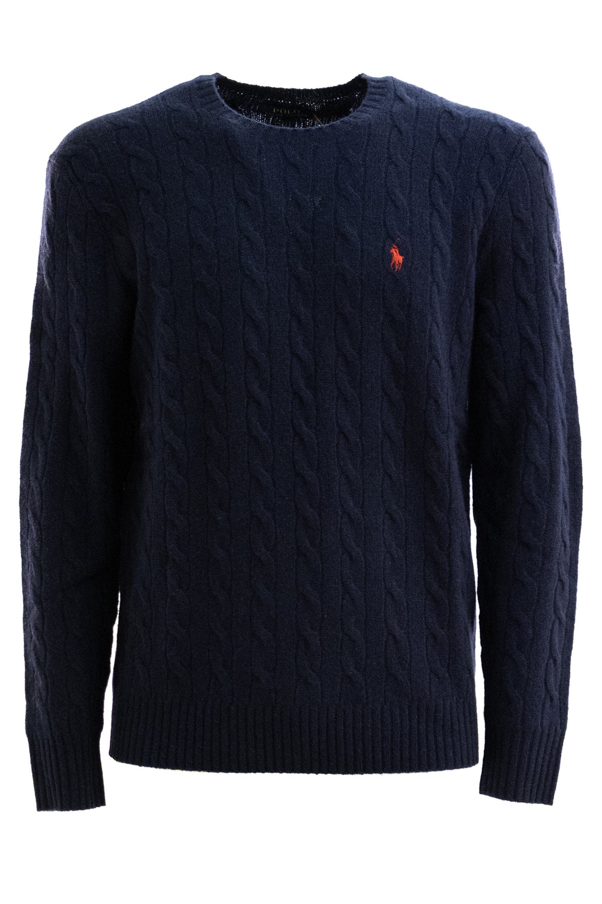 POLO RALPH LAUREN Pullover a trecce in lana e cashmere di colore blu