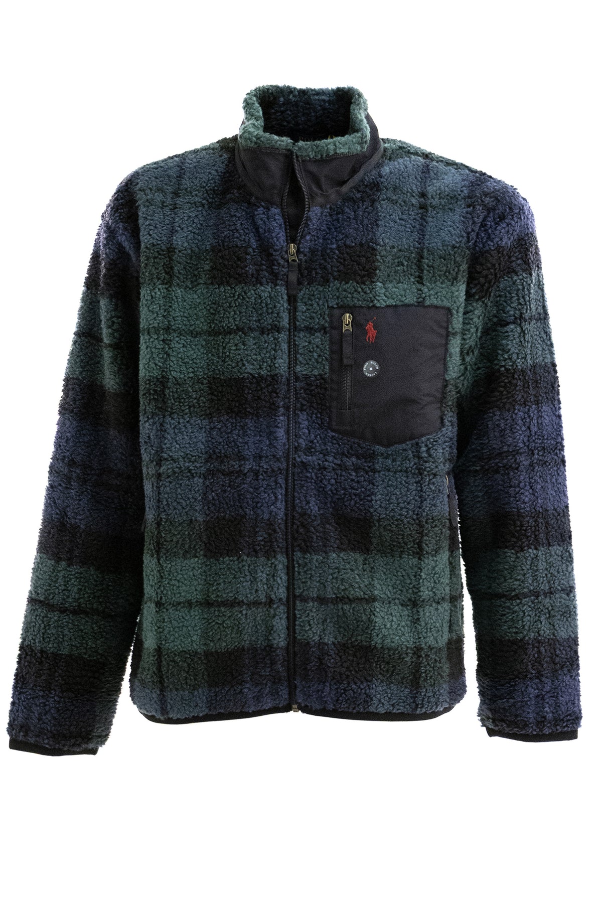 POLO RALPH LAUREN Giacca tartan in pile di colore nero, blu e verde