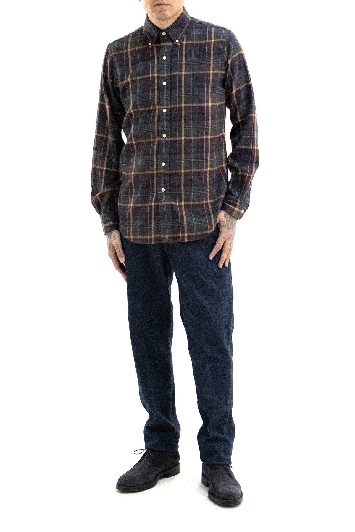 POLO RALPH LAUREN Camicia in flanella tartan di colore bordeaux and verde, Rosso/verde, vista 2