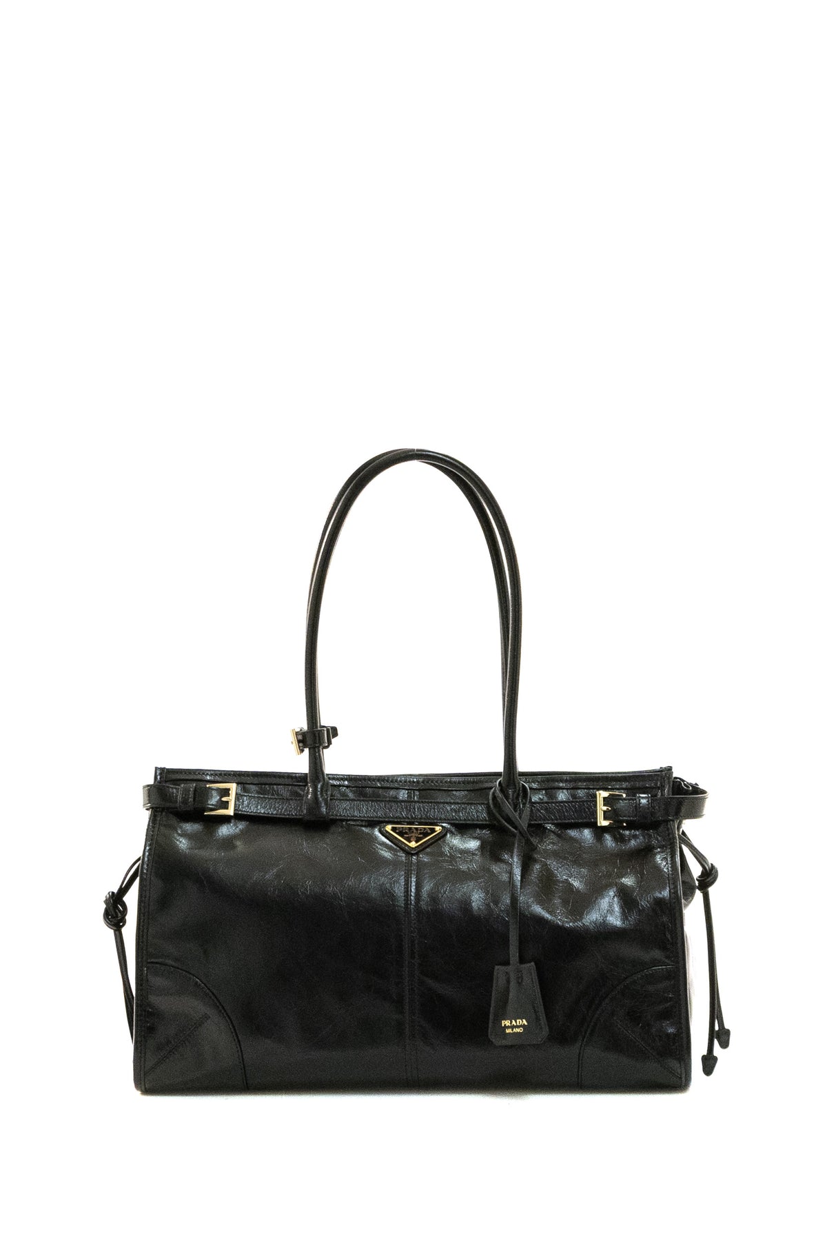PRADA Bonnie large bag in black Soft Lux leather