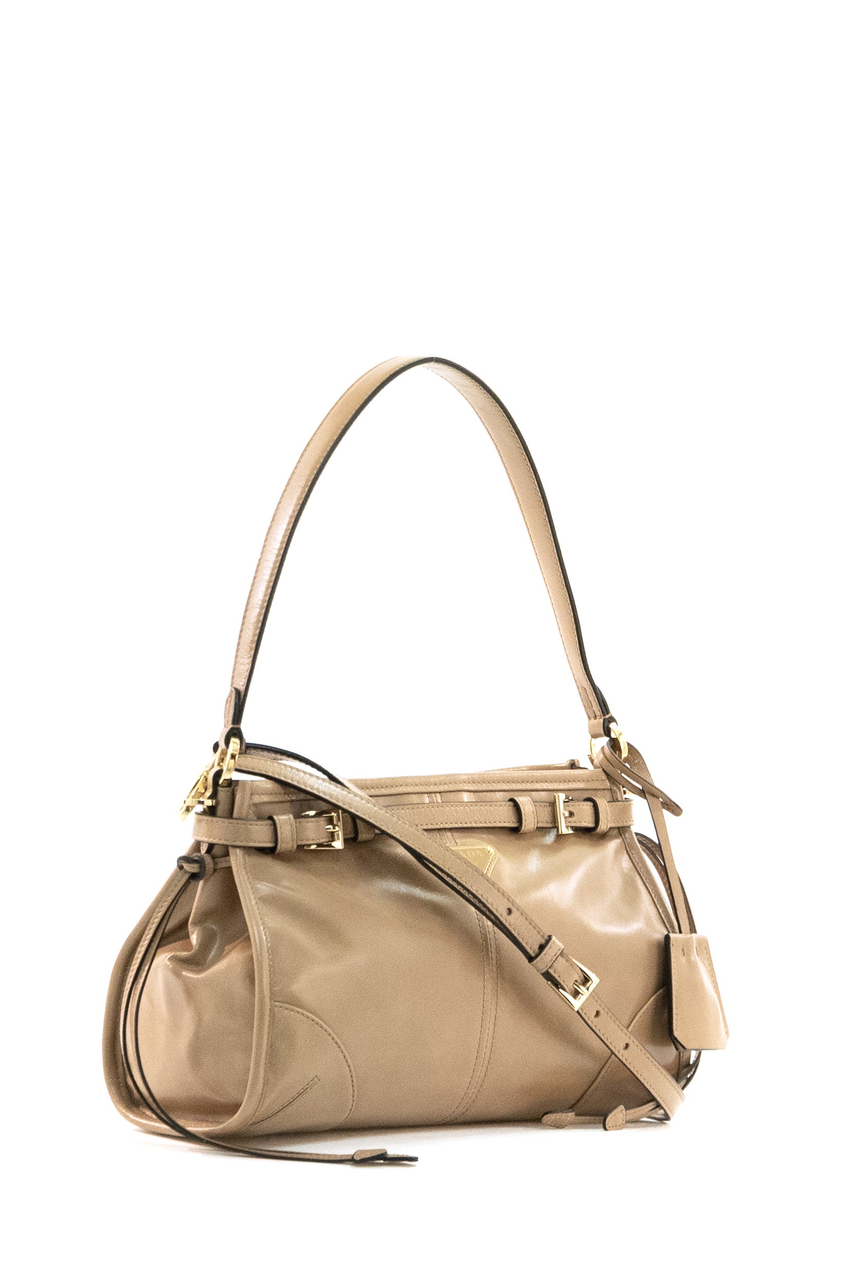 PRADA Bonnie Camel Leather Shoulder Bag, view 2