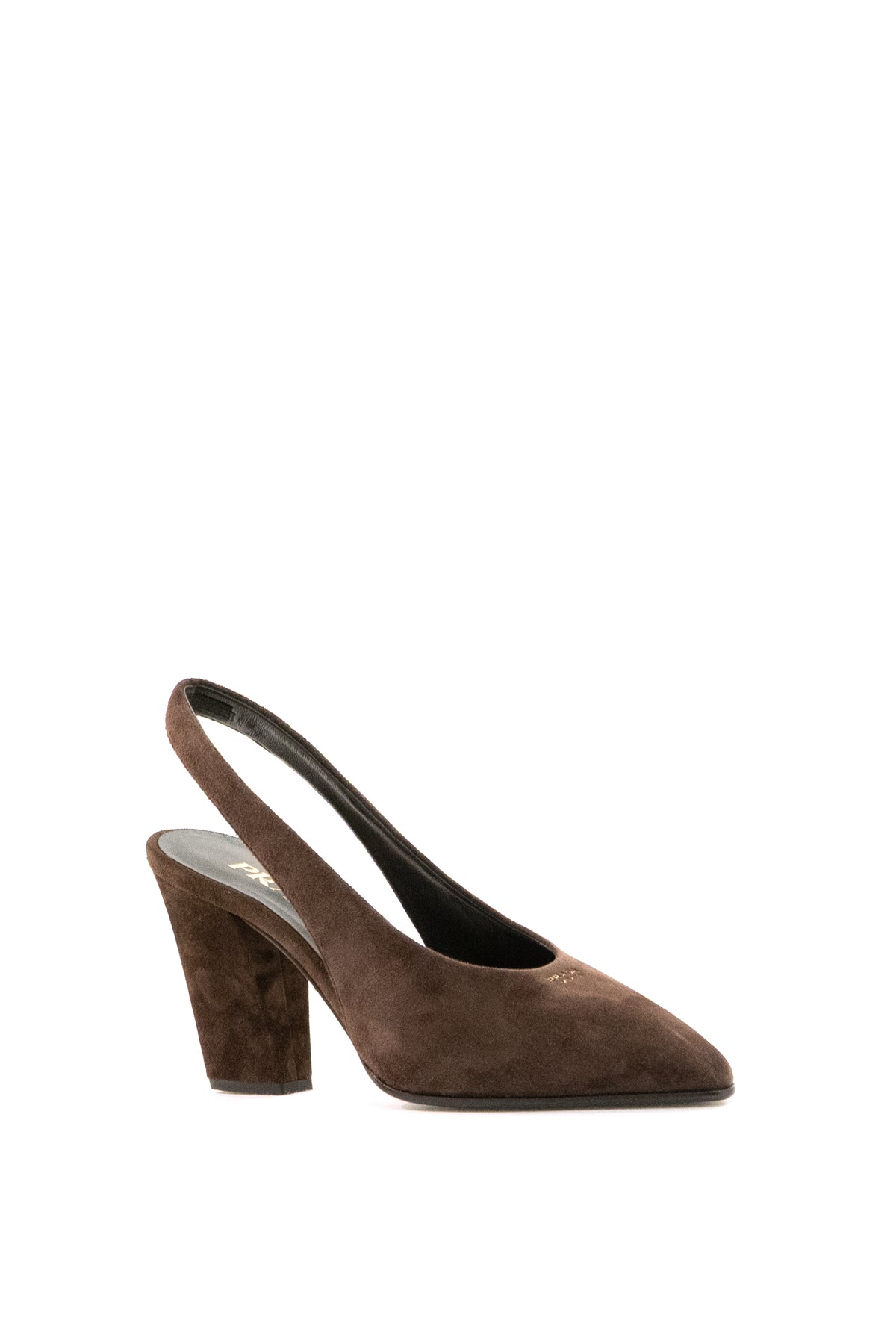 PRADA Slingbacks in suede di colore marrone, vista 2