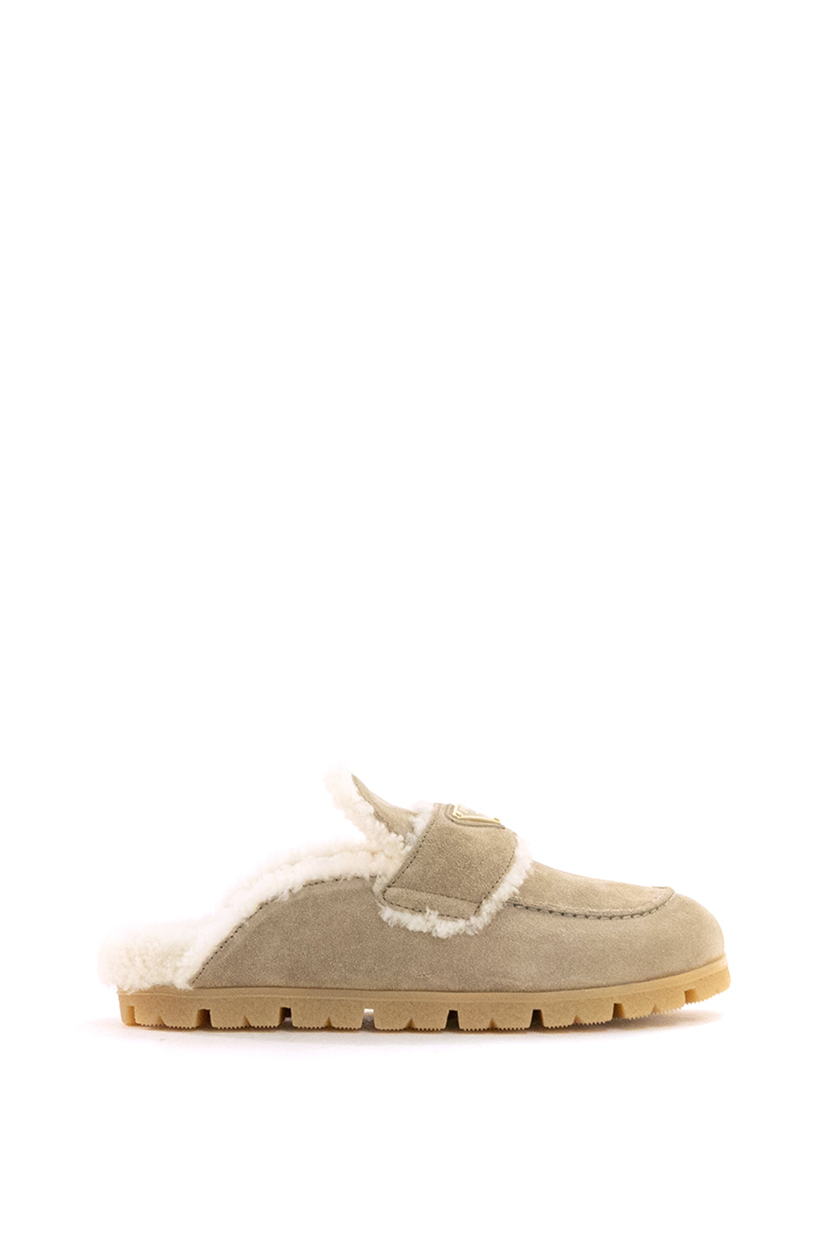Sabot in suede di colore beige<BR/> 1R129O F ZF20 JFT F0F24 PRADA