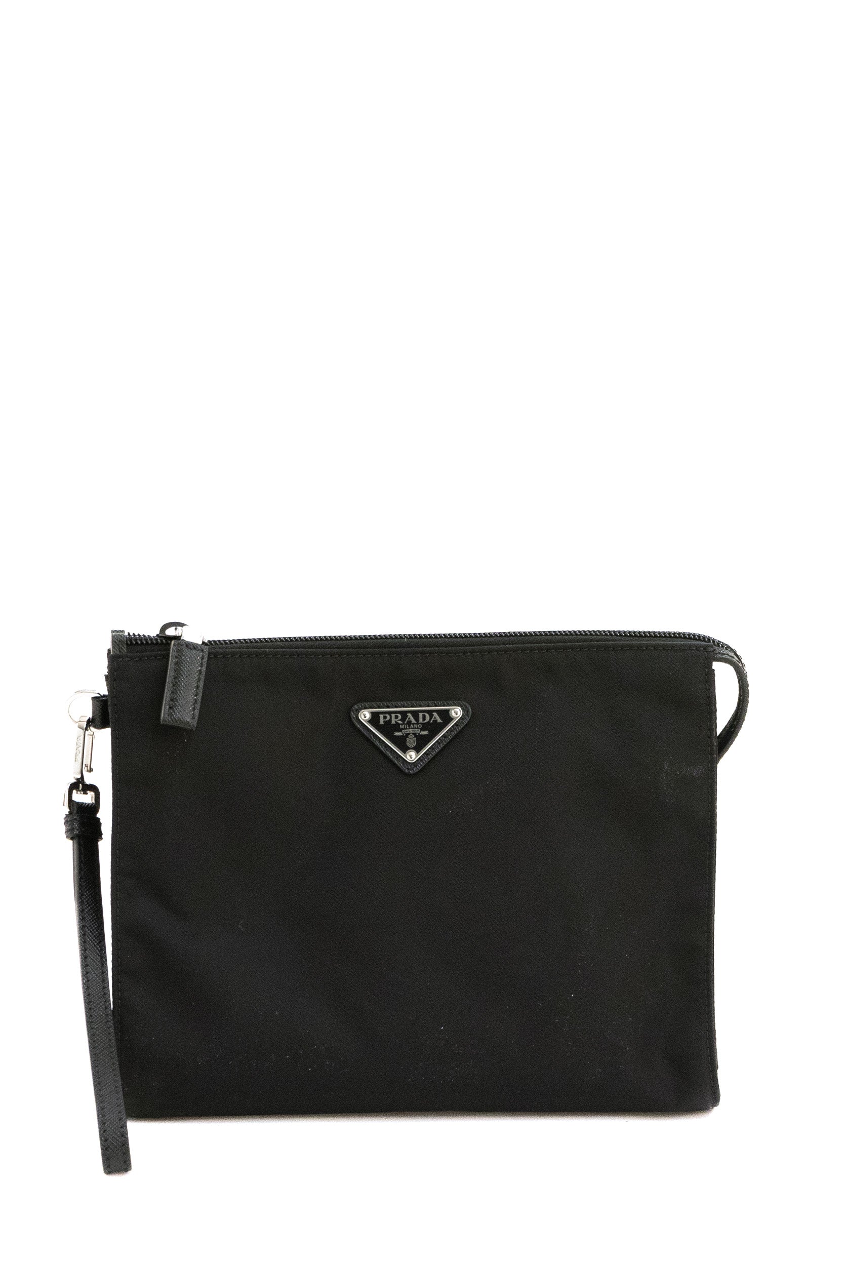 Busta in Re-nylon color nero con dettagli in Saffiano 2NE789 2DMH F0002 PRADA