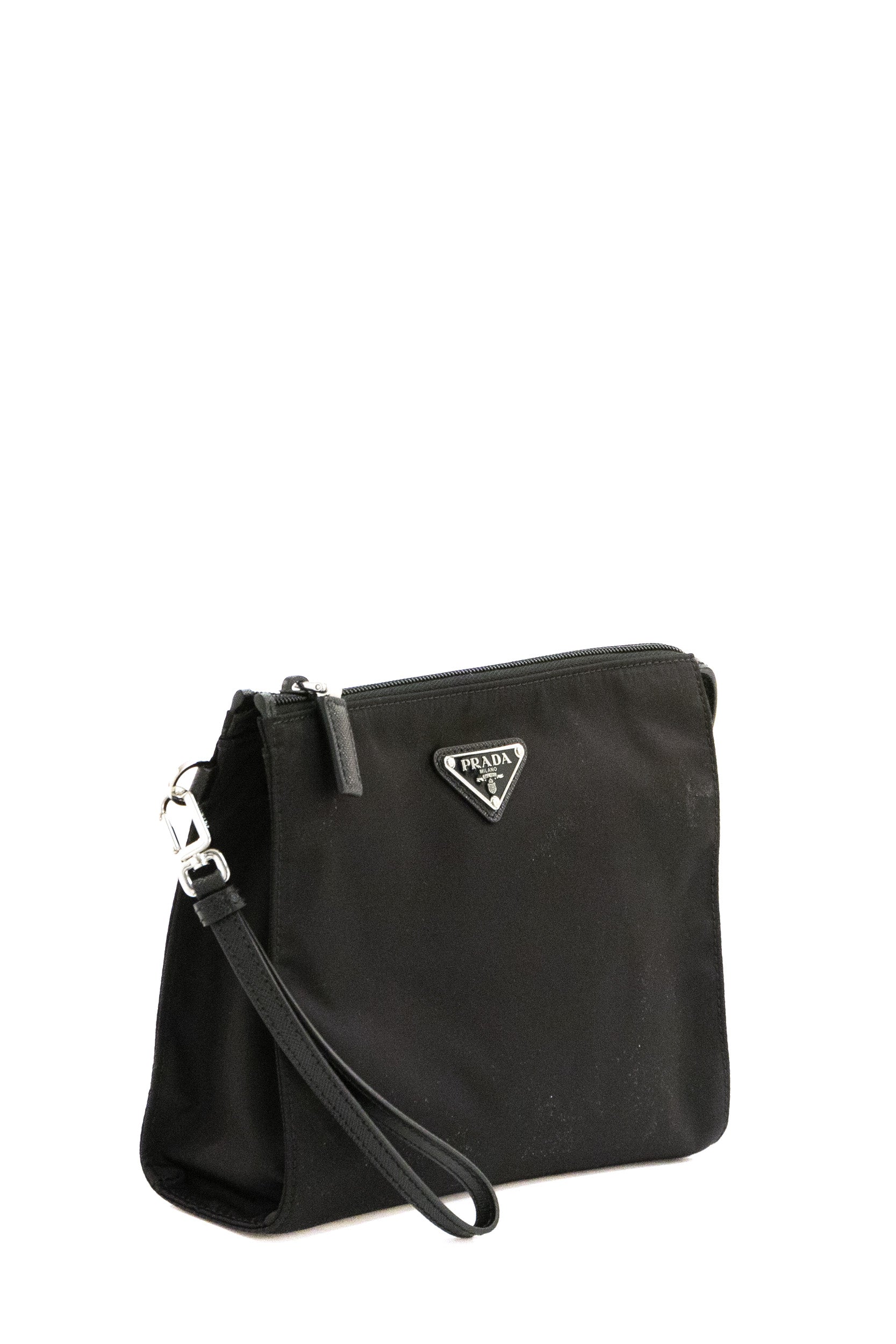 Busta in Re-nylon color nero con dettagli in Saffiano 2NE789 2DMH F0002 PRADA