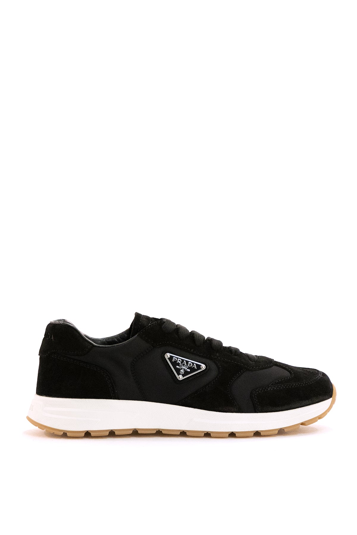 PRADA Sneakers Prax in suede RE-nylon di colore nero.