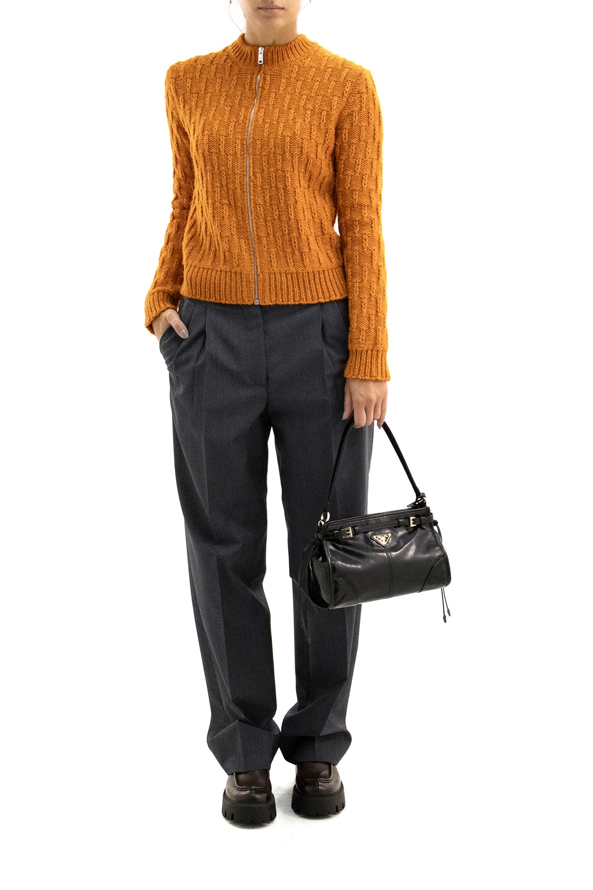 PRADA Pantaloni in light mohair di colore grigio, vista 2