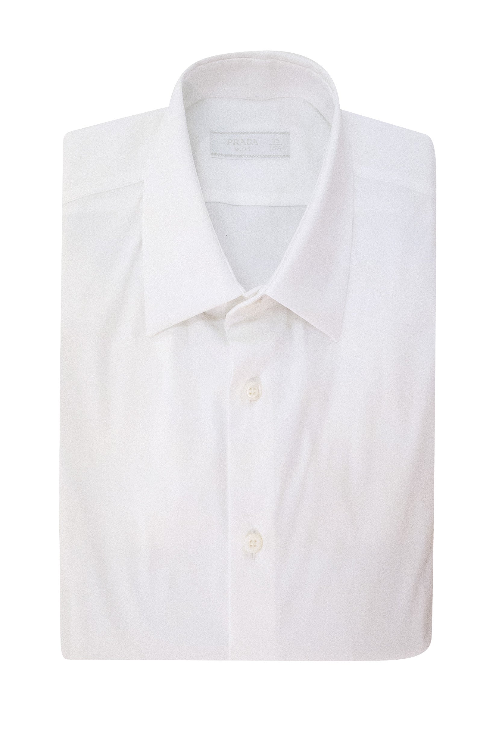 Camicia in popeline stretch di colore bianco<BR/> UCM608 S OOO 10HT F0009 PRADA
