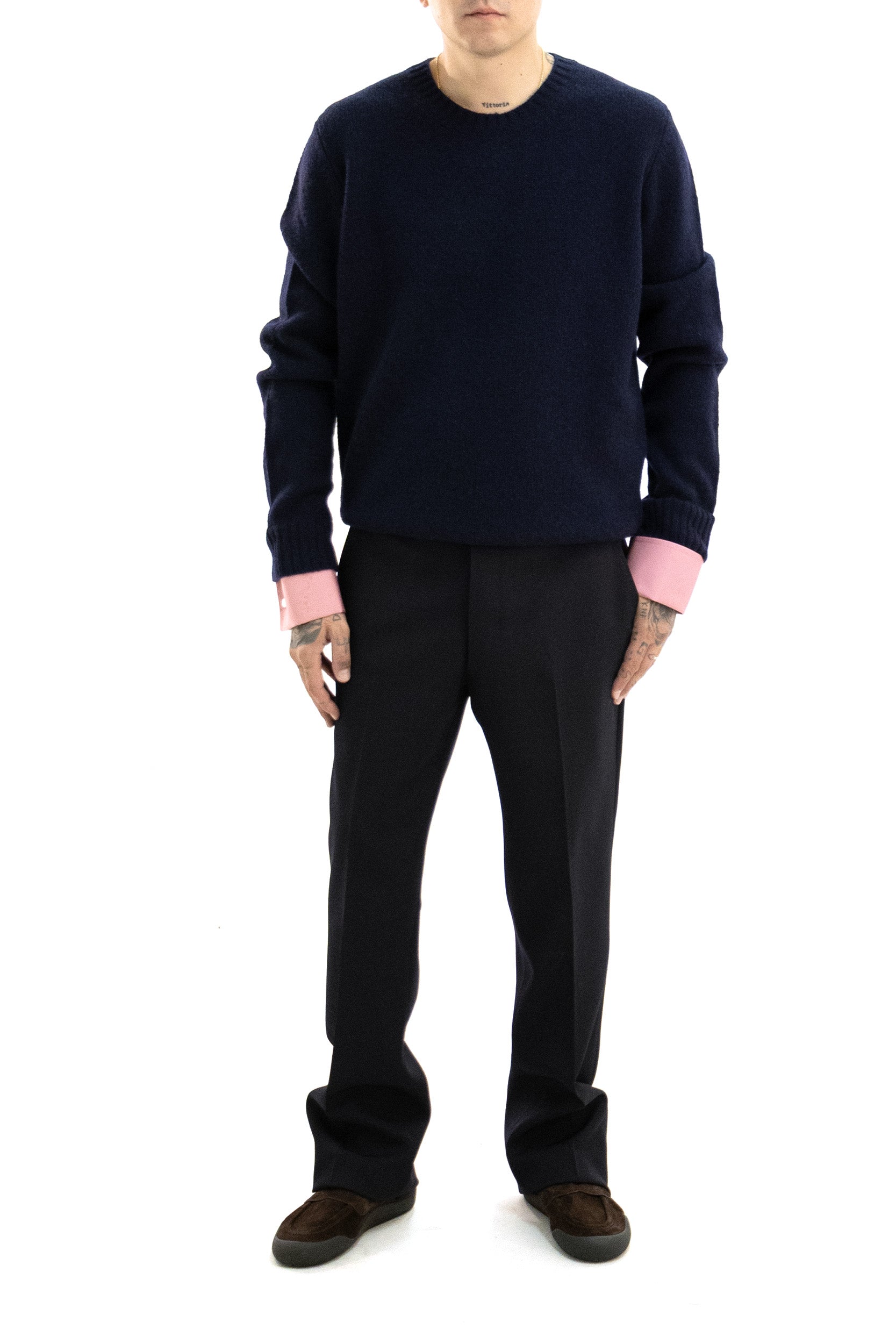 Maglia Girocollo in Lana Shetland<BR/> UMF353 S EAO 198K F0008 PRADA