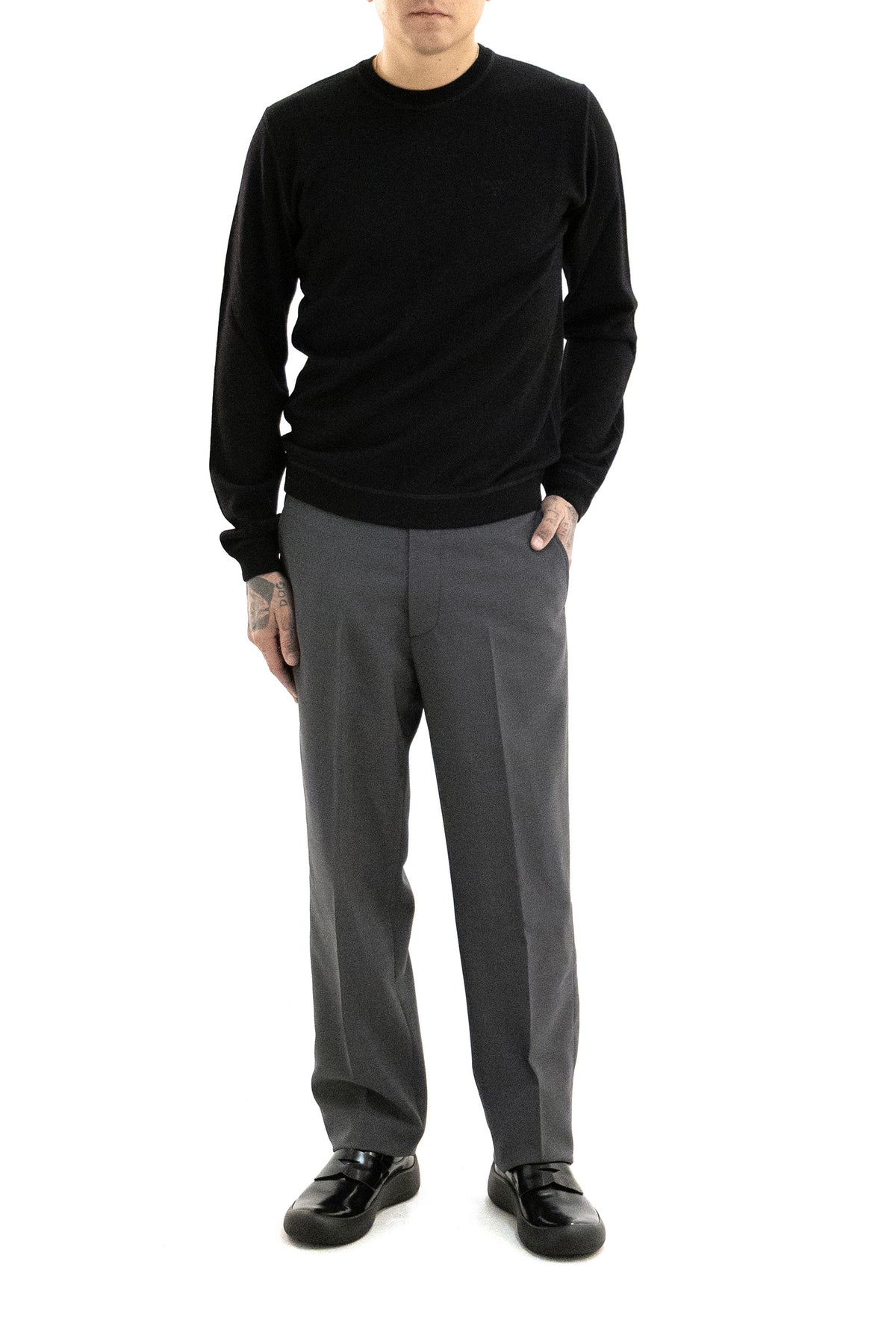 PRADA Pantaloni in lana mohair di coloore grigio, vista 2