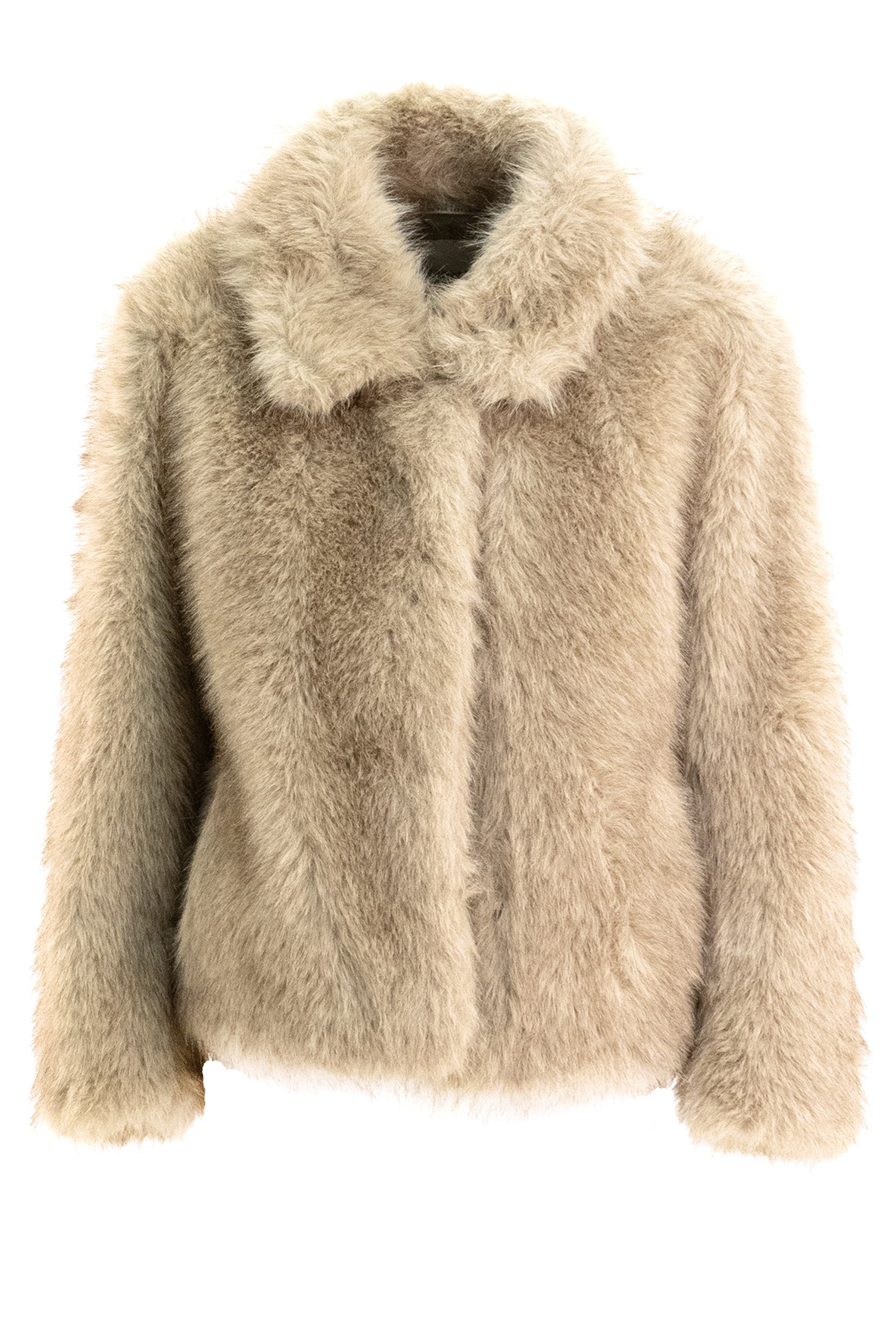 Cappotto corto in eco pelliccia di colore beige<BR/> SMMALCE 001 S MAX MARA