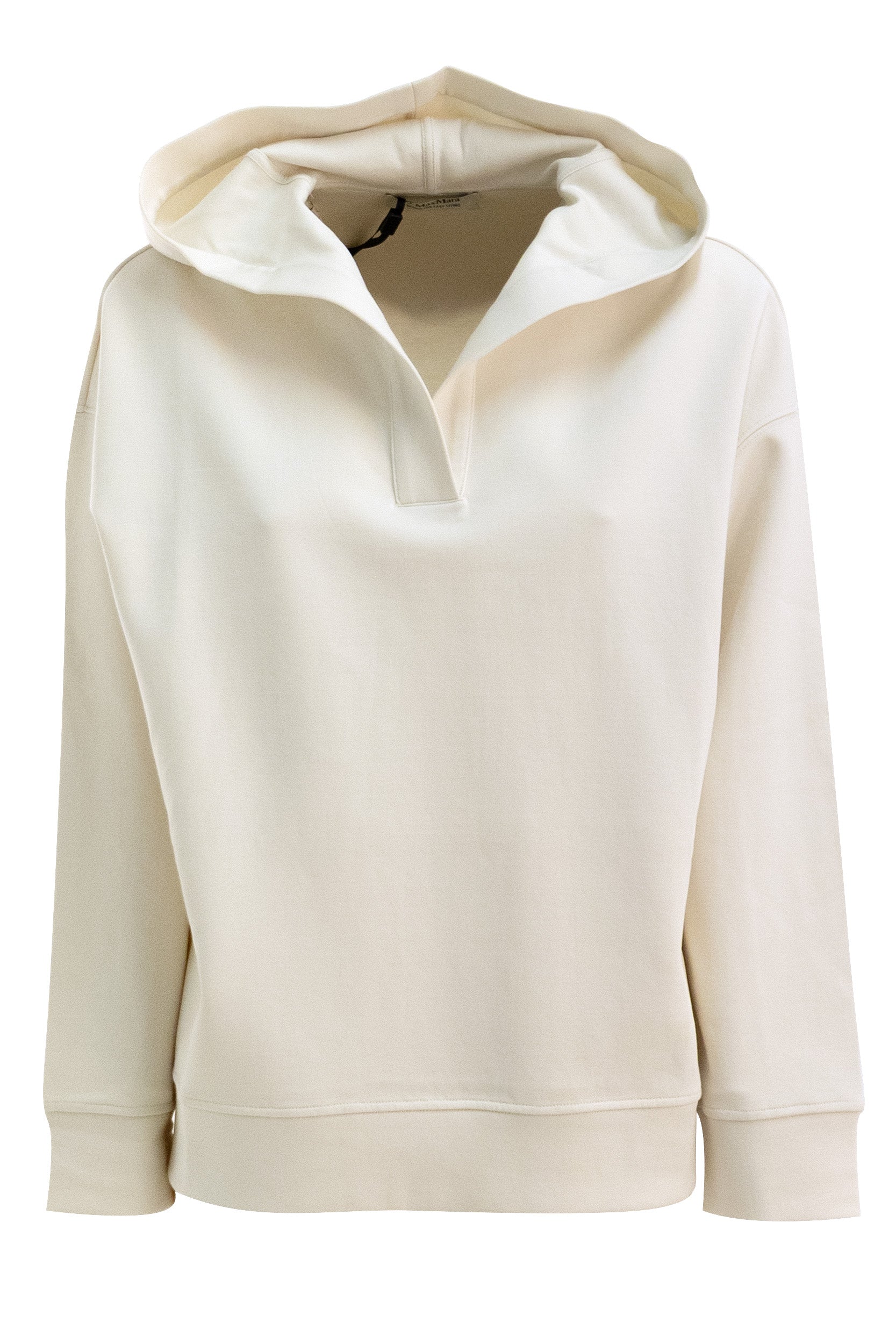 Felpa con cappuccio in jersey color avorio<BR/> SMMBUONA 003 S MAX MARA