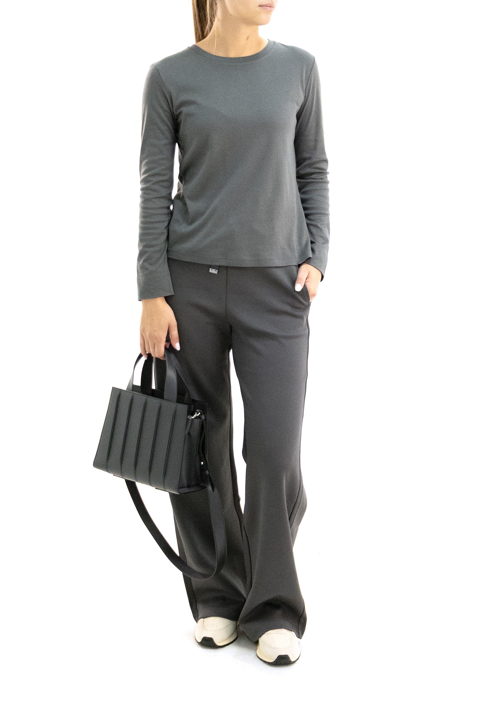 T-shirt in jersey di cotone e modal di colore grigio<BR/> SMMFUMETTO 004 S MAX MARA