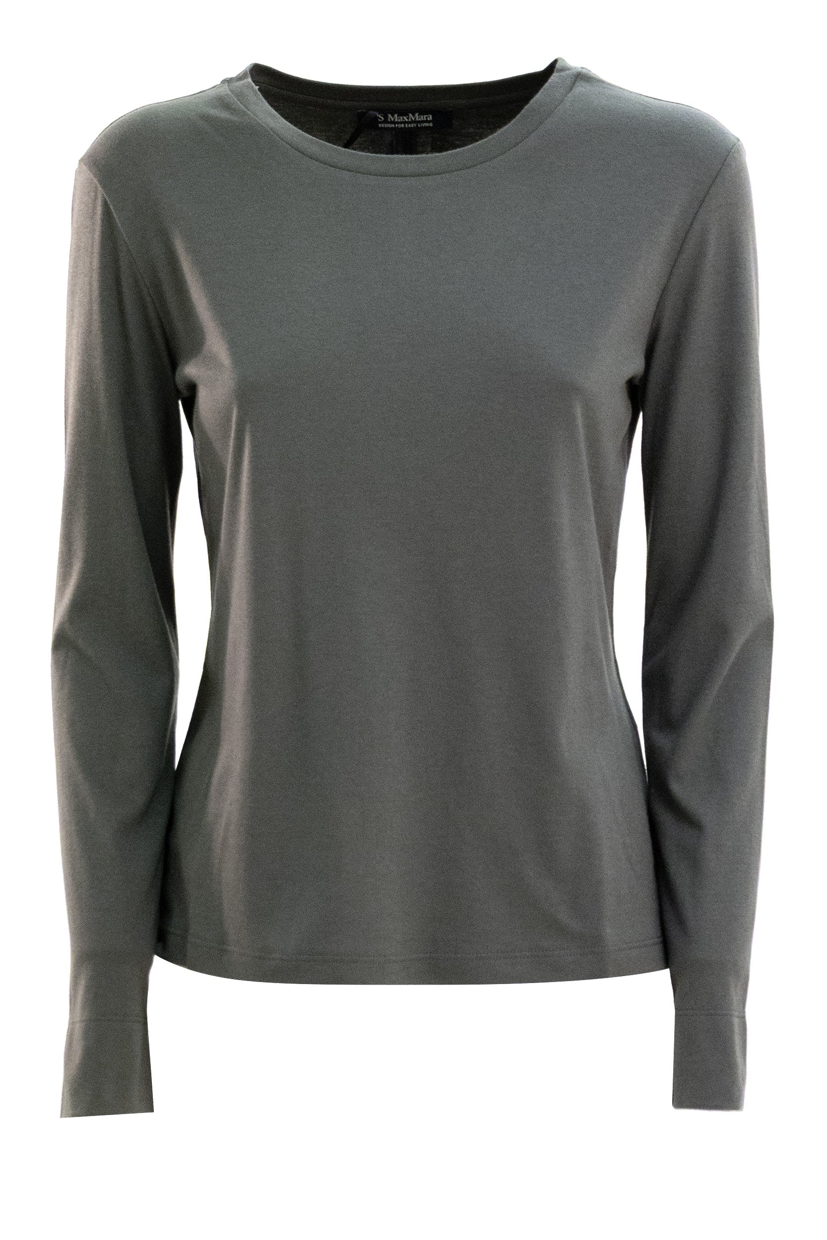 T-shirt in jersey di cotone e modal di colore grigio<BR/> SMMFUMETTO 004 S MAX MARA