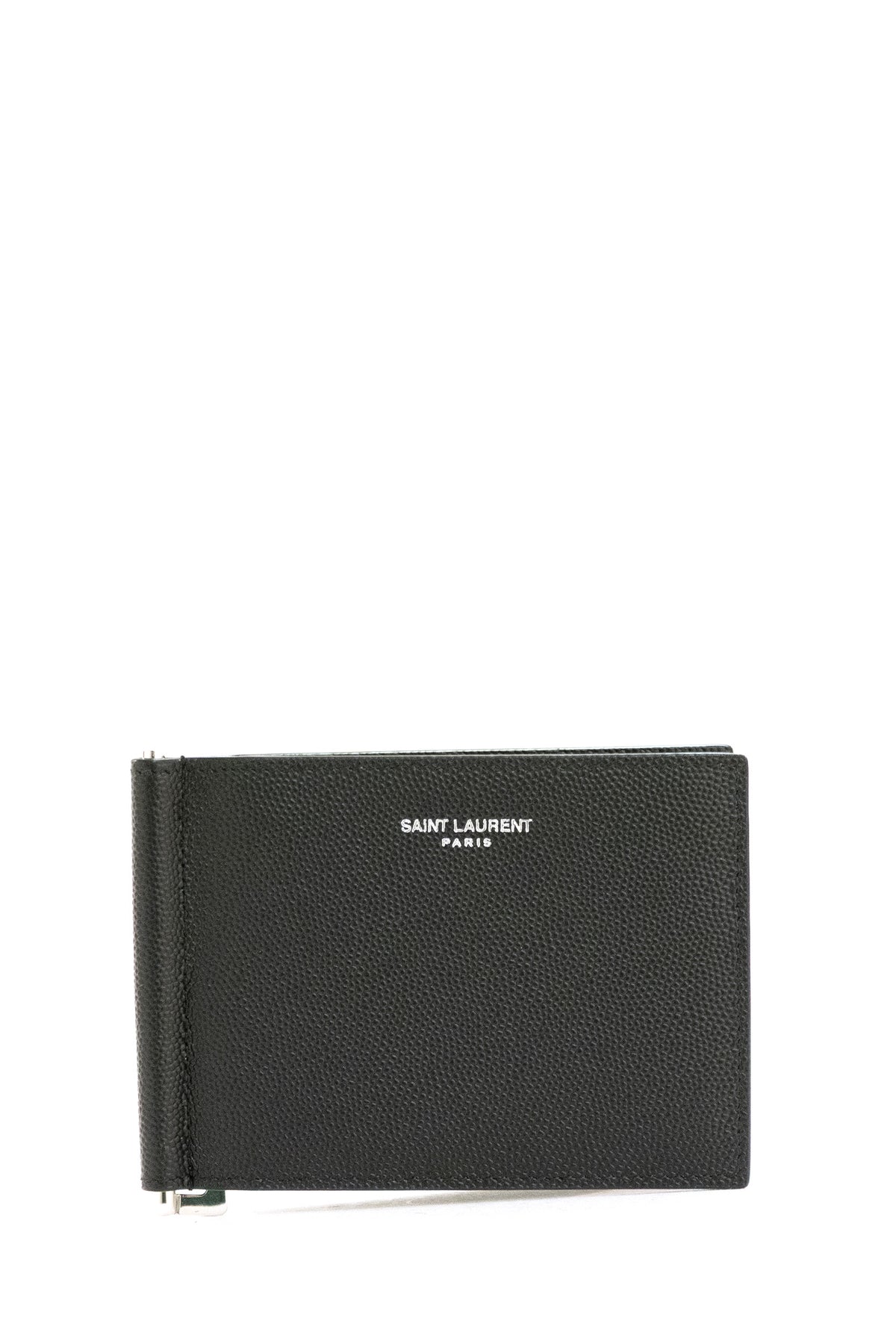 SAINT LAURENT Portafoglio in pelle Grain de Poudre di colore nero