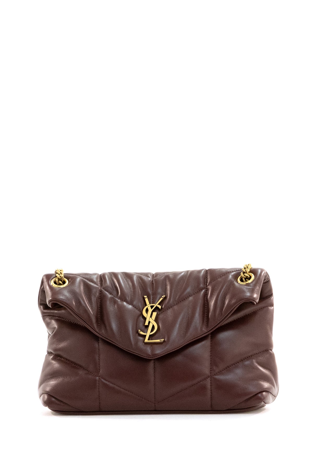 SAINT LAURENT Borsa Loulou Puffer Small in nappa matelassé color bordeaux