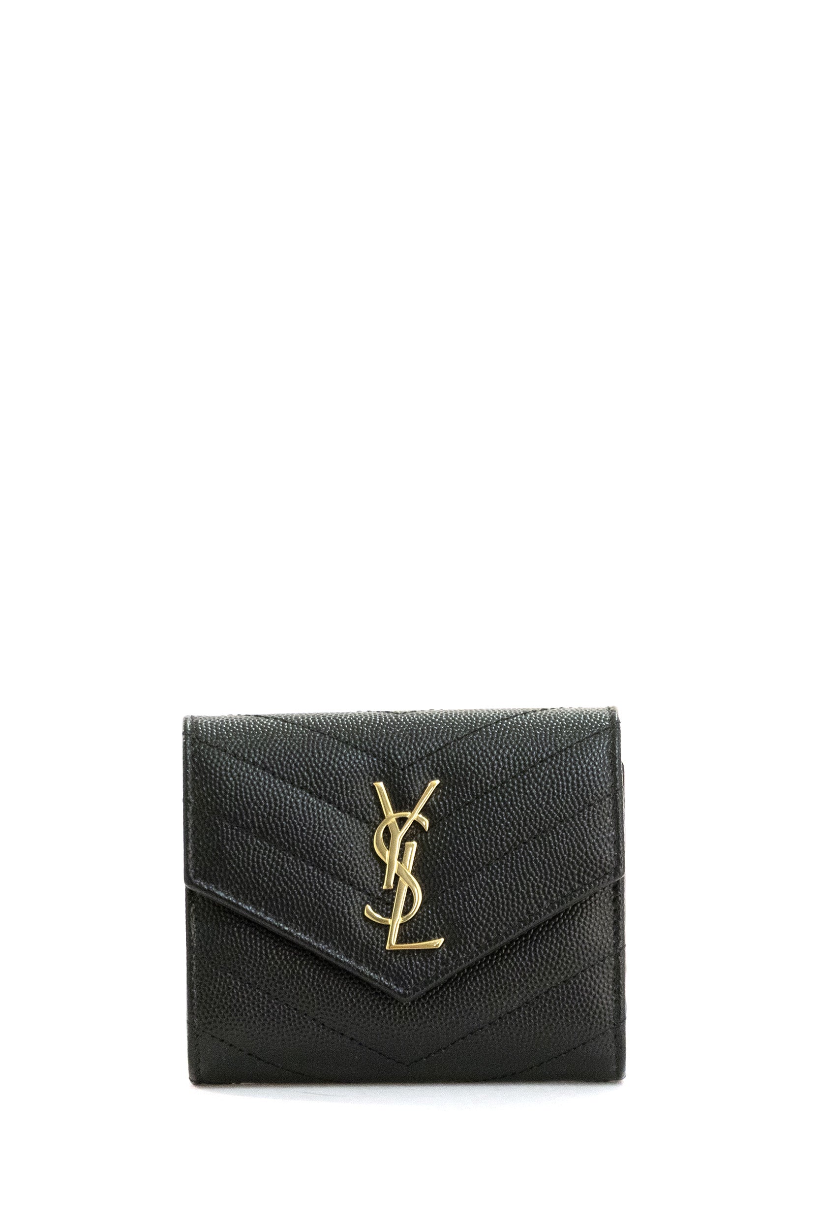 Portafoglio Cassandre in Pelle Goffrata Grain de Poudre<BR/> 692061 BOW01 1000 SAINT LAURENT