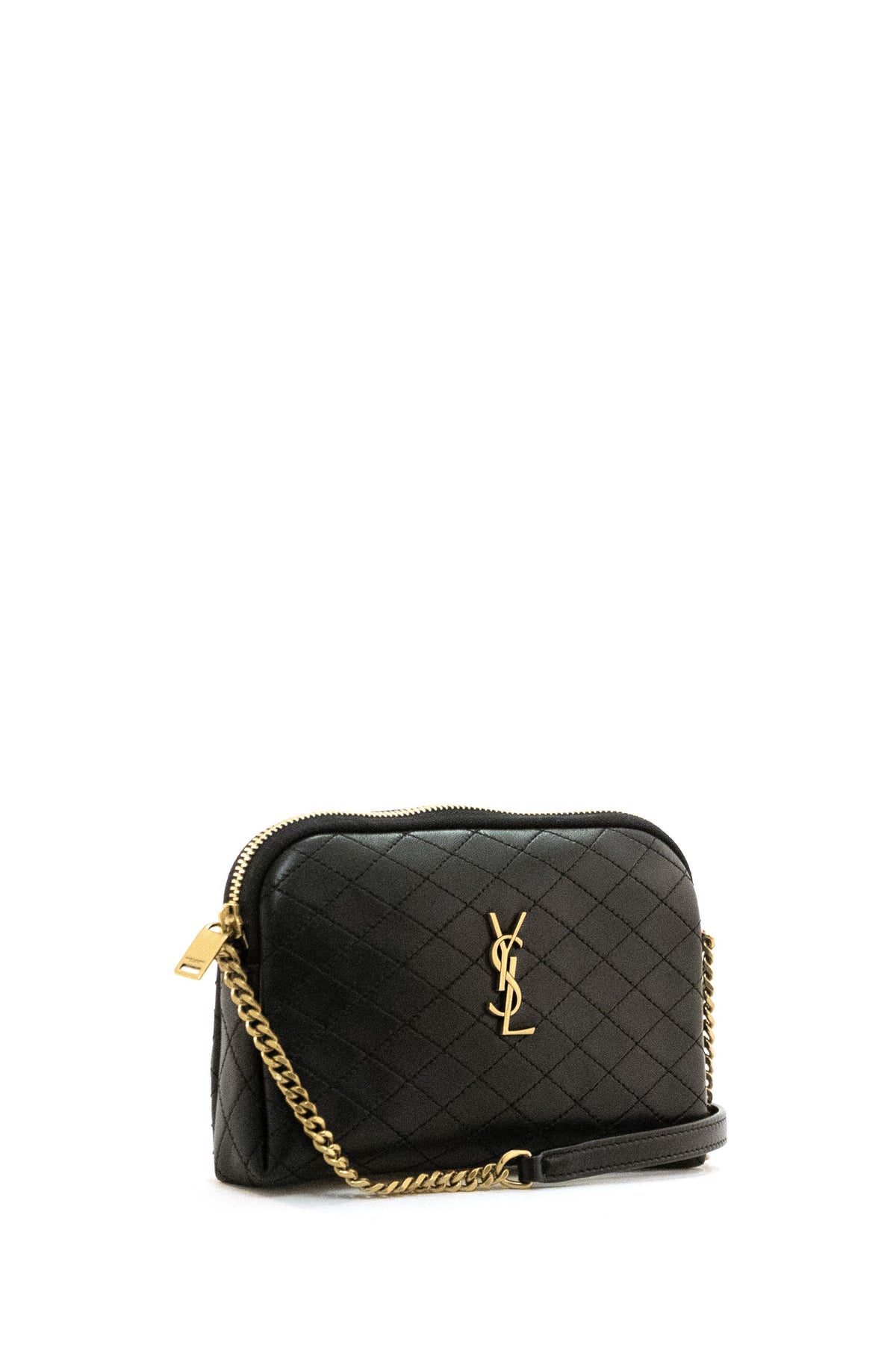 SAINT LAURENT Borsa Camera Gaby in pelle d'agnello di colore nero, vista 2