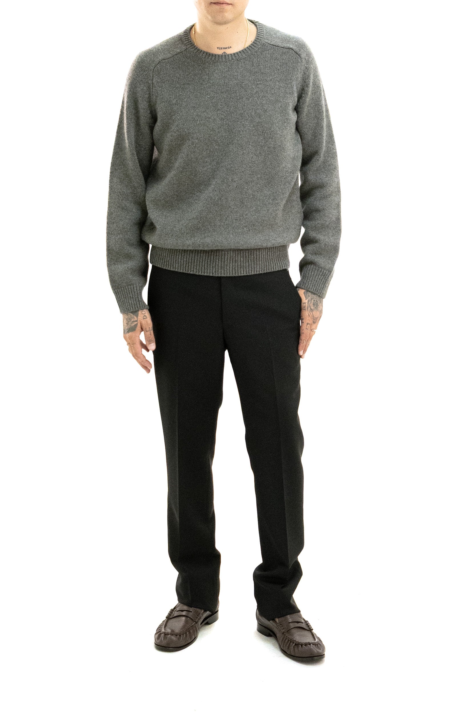 Pullover in cashmere e lana di colore grigio<BR/> 839342 Y77FP 1286 SAINT LAURENT